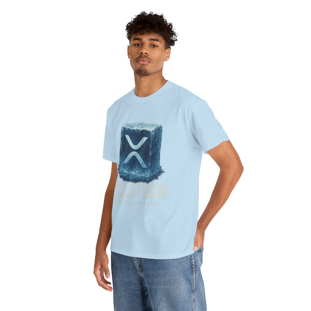 Cold Flow Ripple Logo T‑Shirt — 'Cold Flow: Built Different' Ice Cube Design