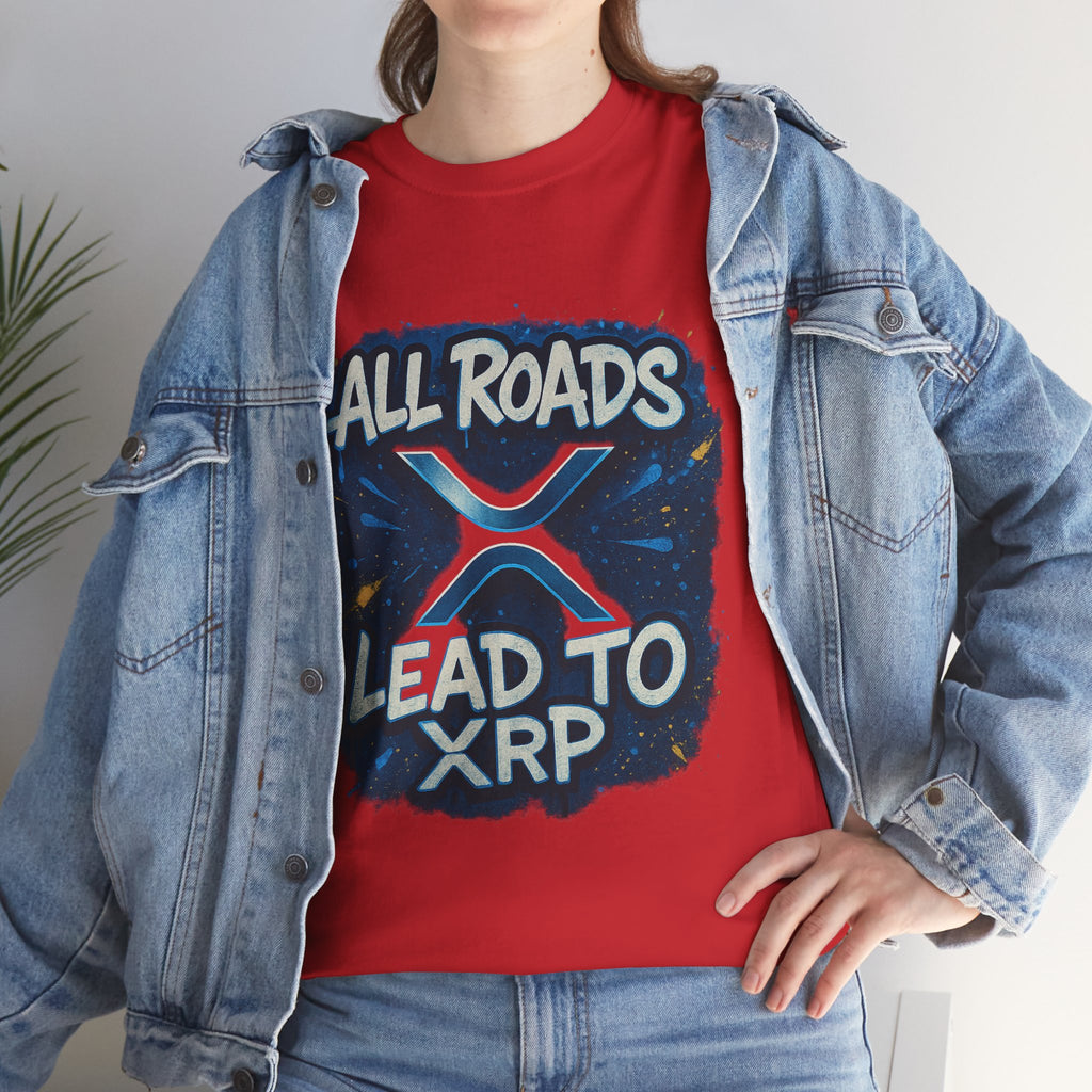 XRP Crypto T-Shirt — "All Roads Lead to XRP" Graphic Tee