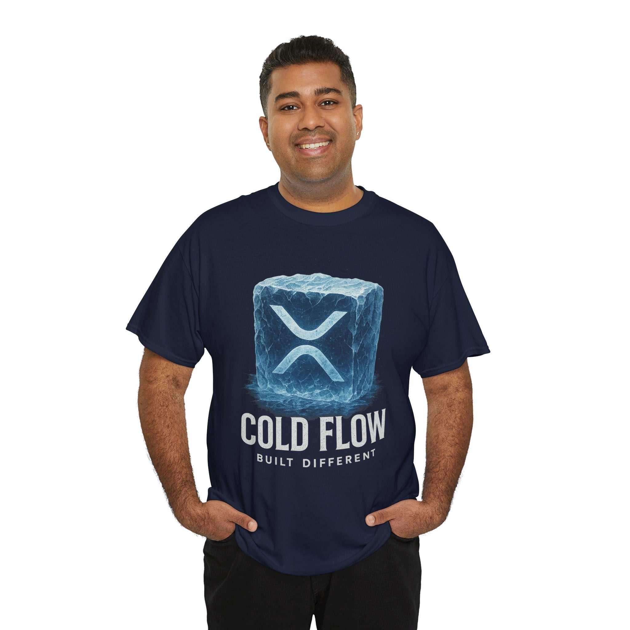Cold Flow Ripple Logo T‑Shirt — 'Cold Flow: Built Different' Ice Cube Design