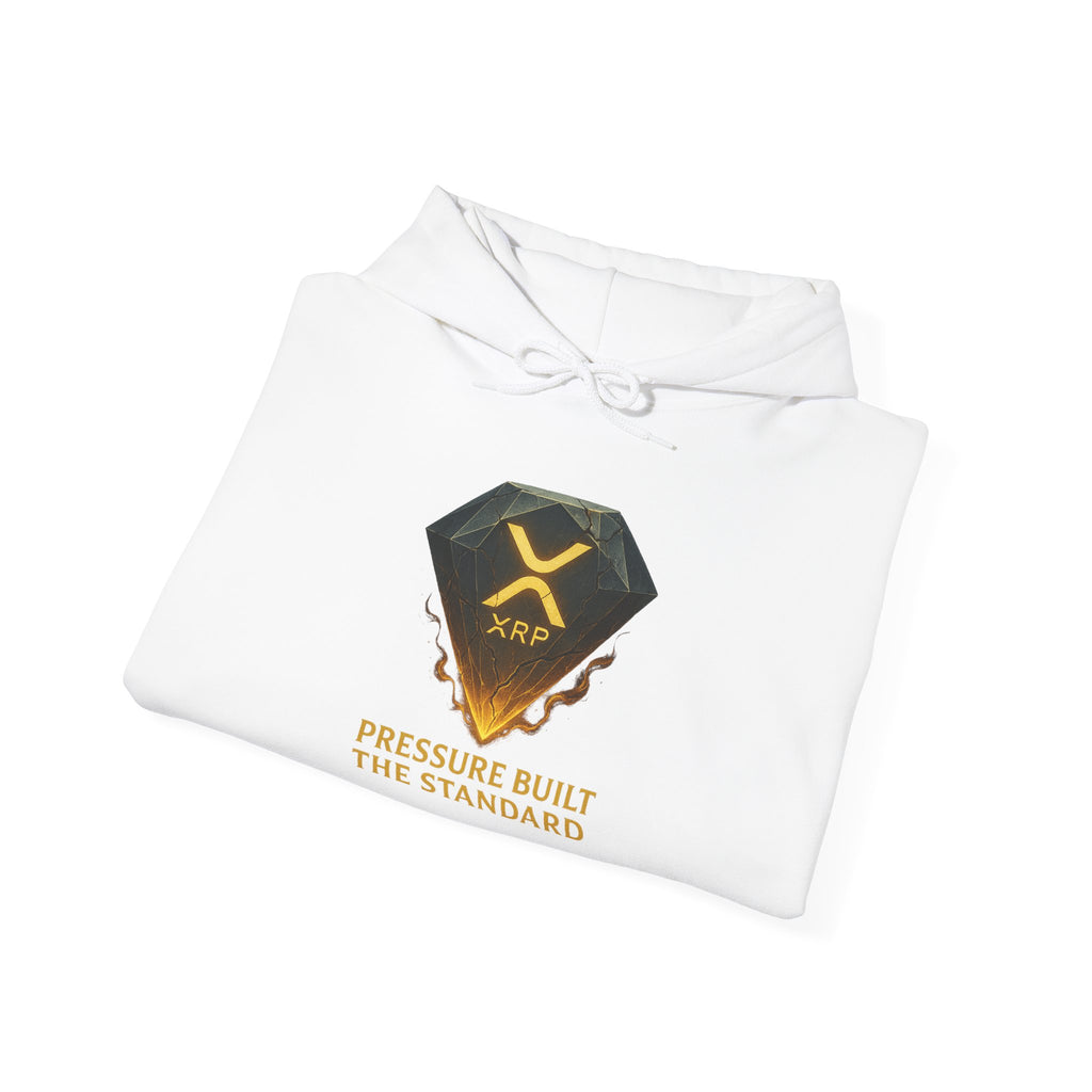 XRP Crypto Hoodie — "Pressure Built The Standard" Logo Pullover