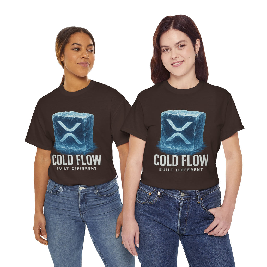 Cold Flow Ripple Logo T‑Shirt — 'Cold Flow: Built Different' Ice Cube Design