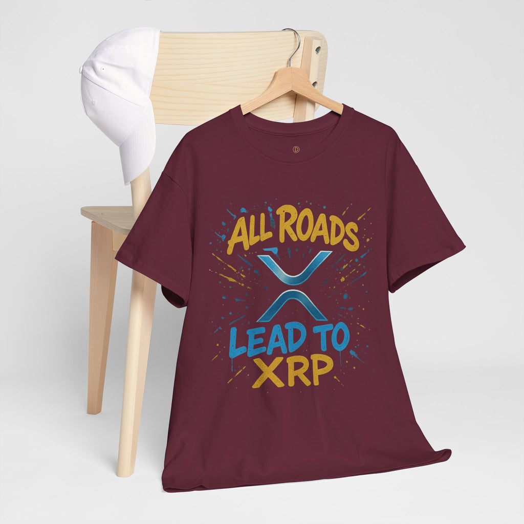 XRP Crypto Tee — "All Roads Lead to XRP" Casual Cryptocurrency Shirt