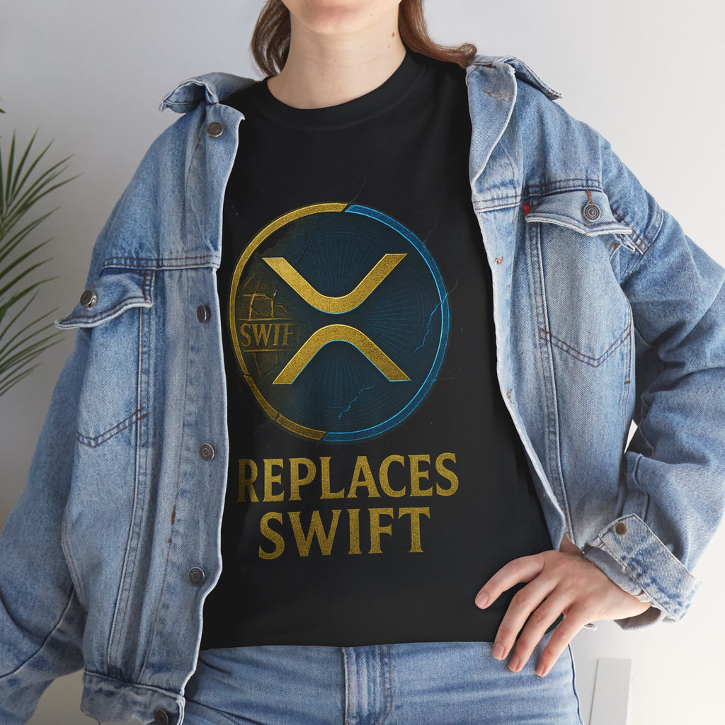 XRP 'Replaces Swift' Cotton Tee — Crypto Ripple Logo T-Shirt