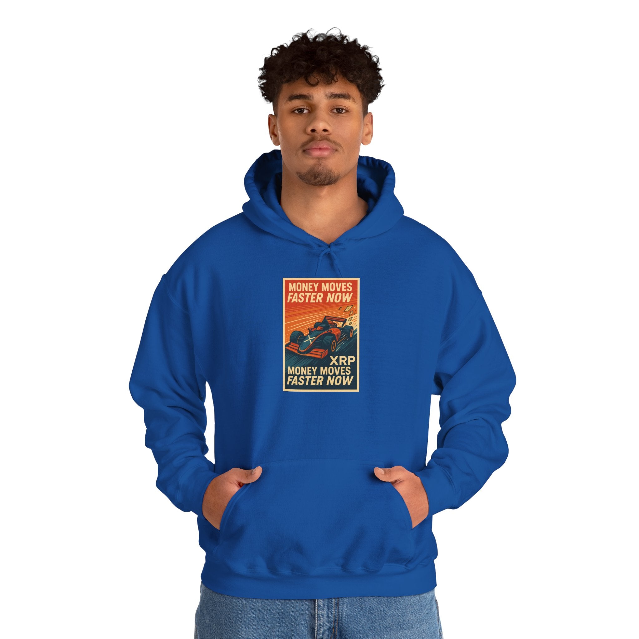 XRP 'Money Moves Faster Now' Hoodie – Crypto Retro Graphic Pullover