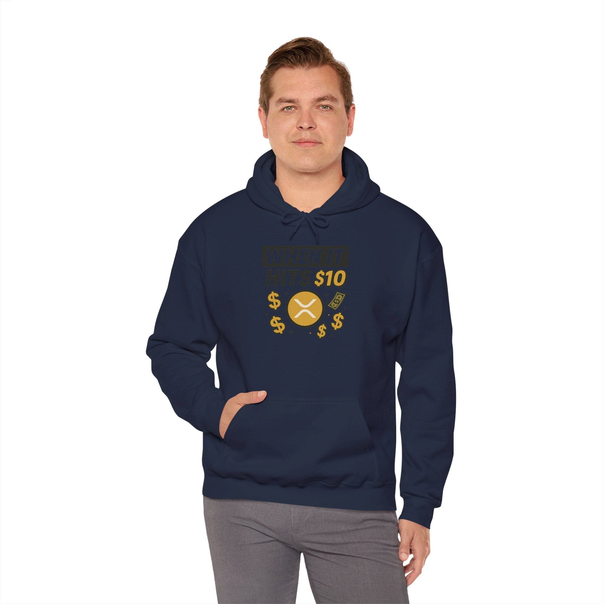 Crypto HODL Hoodie – "When It Hits 10" Funny XRP Coin Sweatshirt