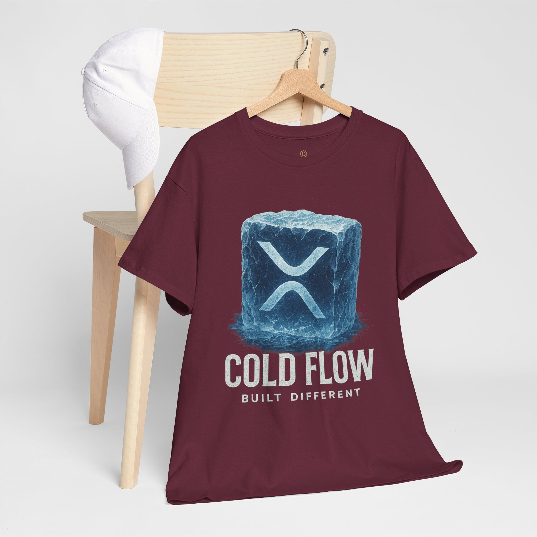 Cold Flow Ripple Logo T‑Shirt — 'Cold Flow: Built Different' Ice Cube Design