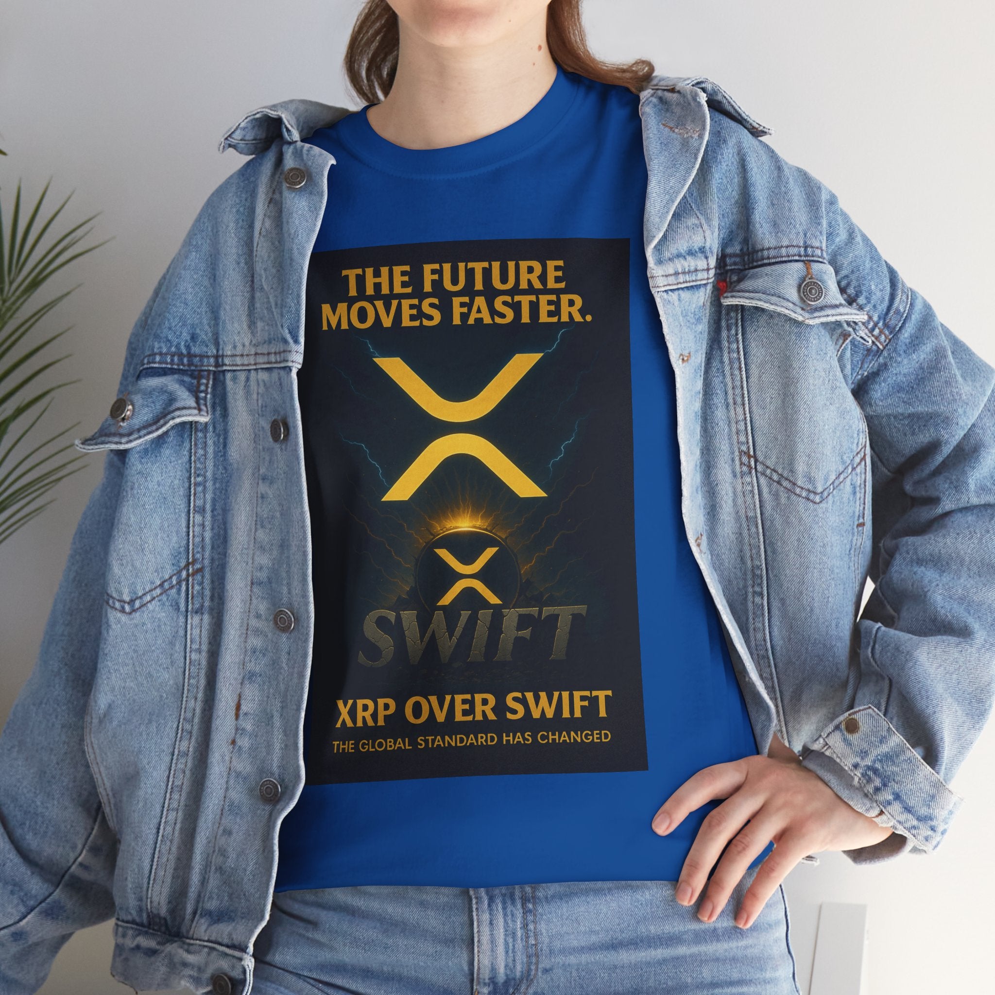 XRP Swift Crypto T-Shirt — “The Future Moves Faster” XRP Over Swift Tee
