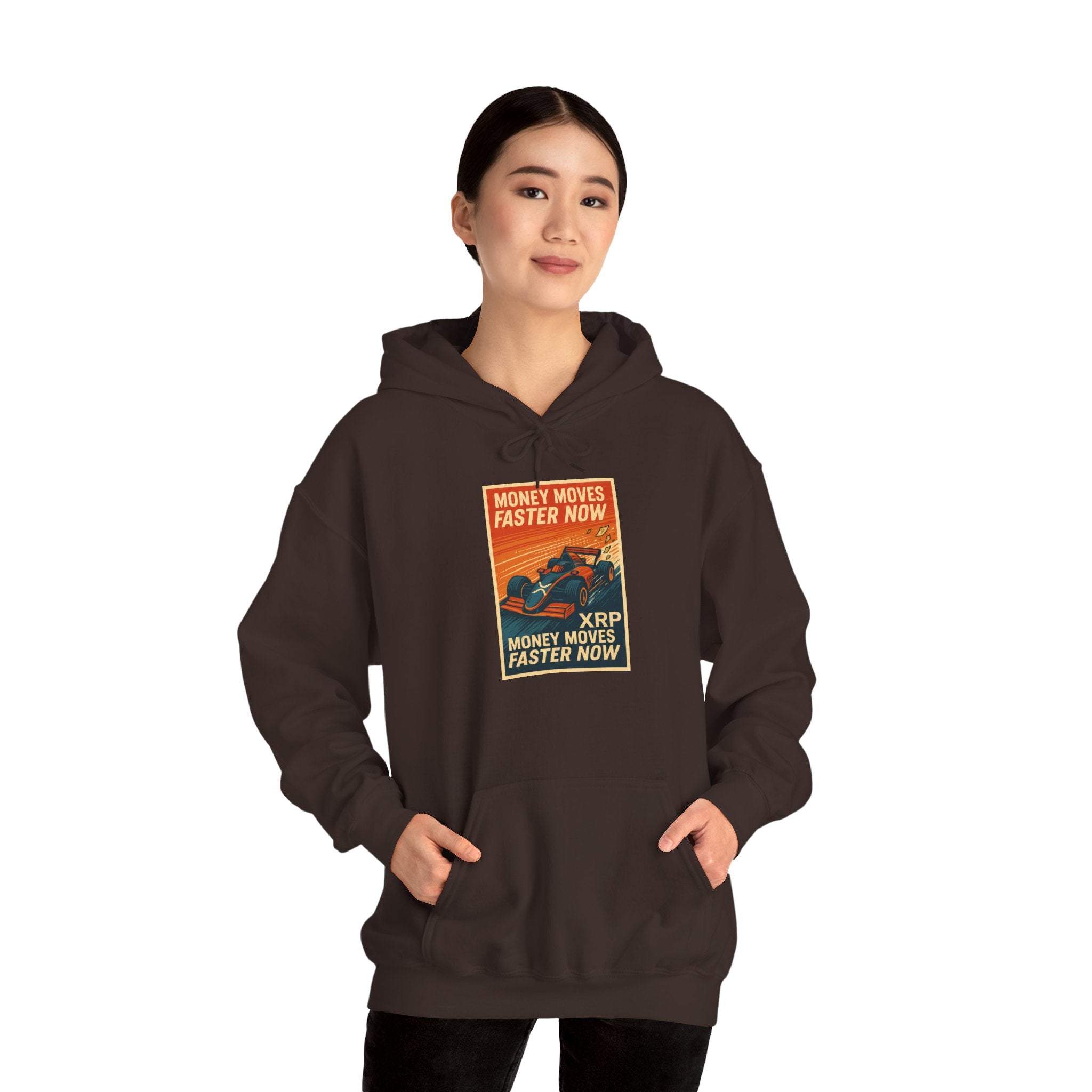 XRP 'Money Moves Faster Now' Hoodie – Crypto Retro Graphic Pullover