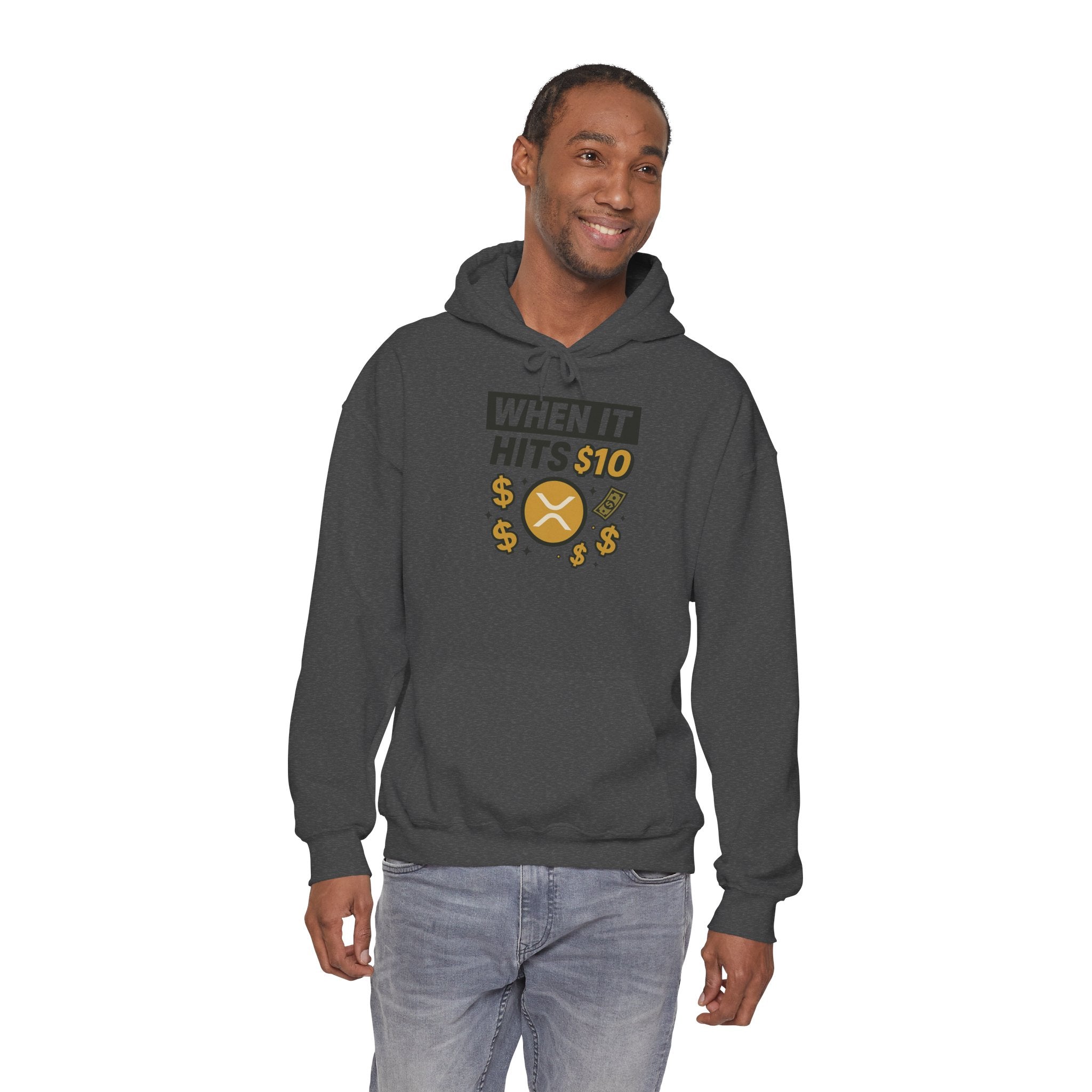 Crypto HODL Hoodie – "When It Hits 10" Funny XRP Coin Sweatshirt