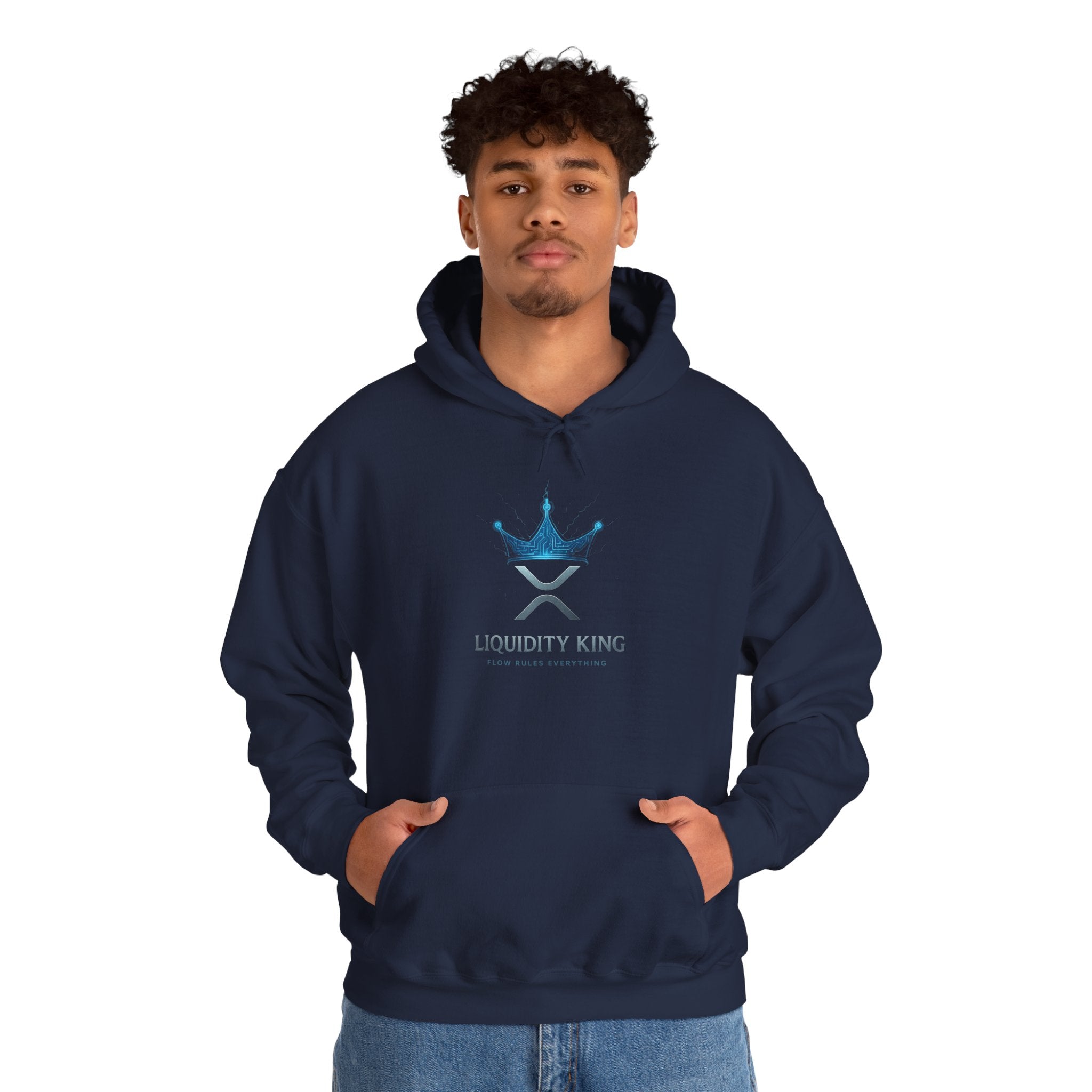 Liquidity King Hoodie — Blue Crown Logo Pullover