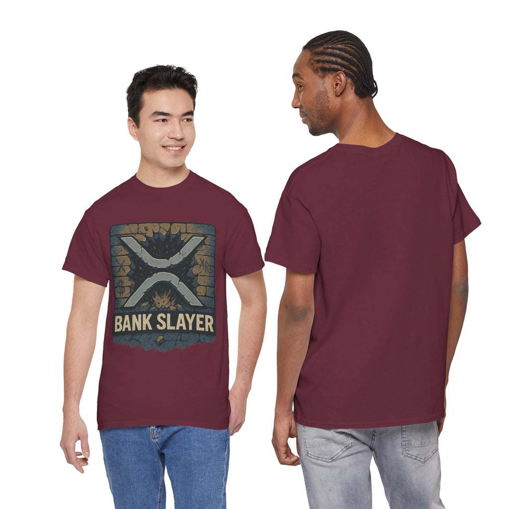 Bank Slayer T‑Shirt — Retro Grunge Crypto XRP Design
