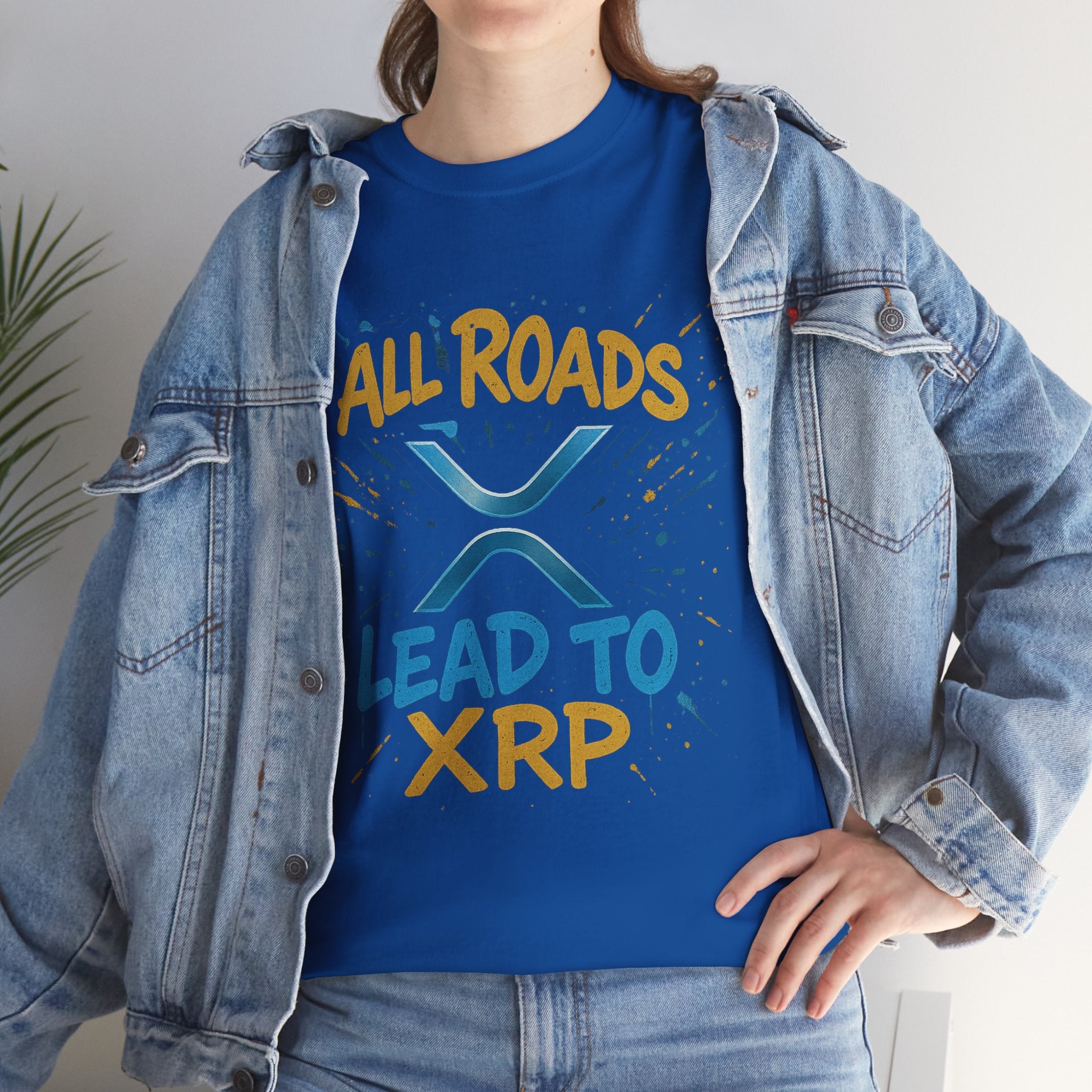 XRP Crypto Tee — "All Roads Lead to XRP" Casual Cryptocurrency Shirt