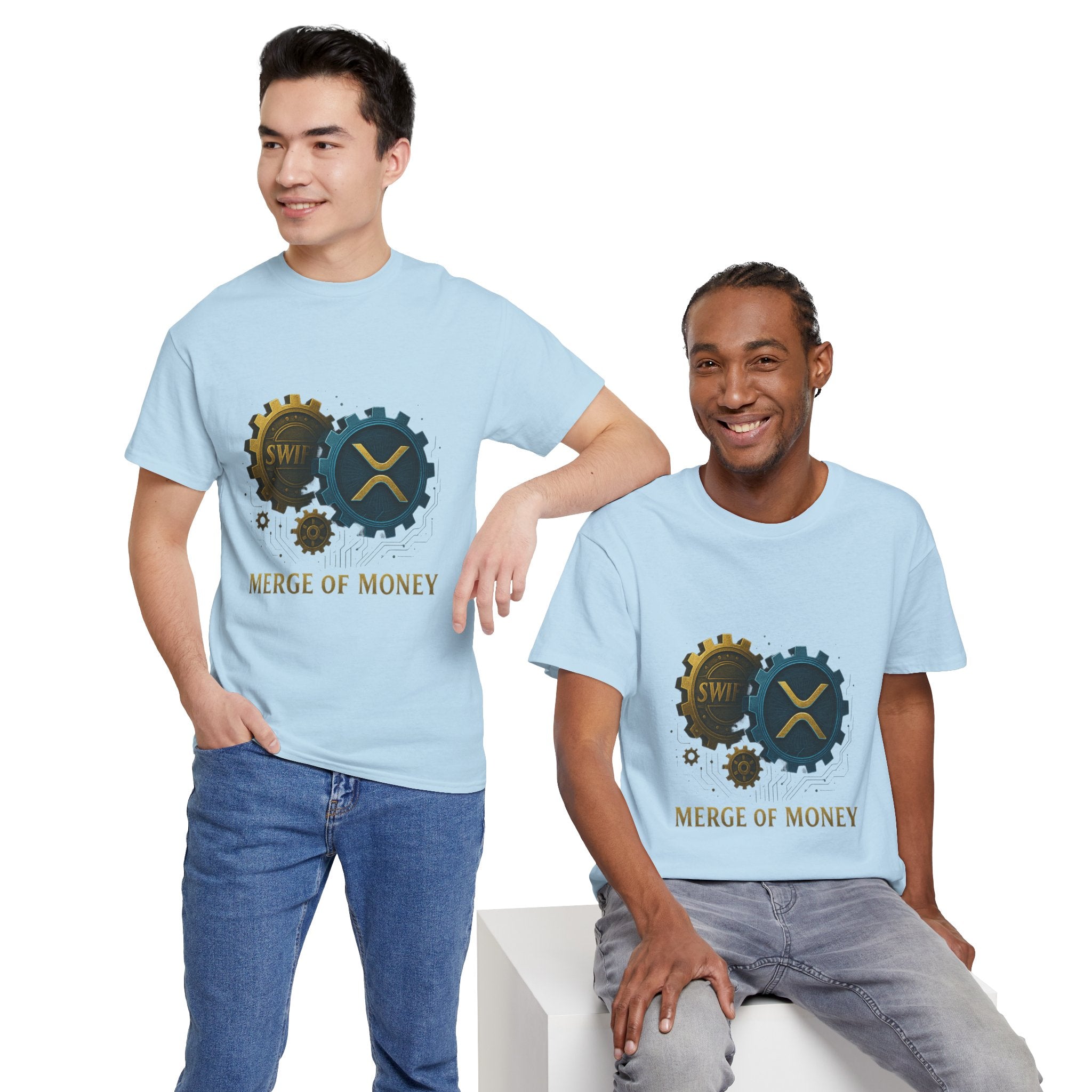 Merge of Money Tee - Cryptocurrency Gears XRP & SWI Crypto T-Shirt