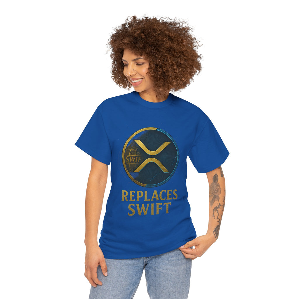XRP 'Replaces Swift' Cotton Tee — Crypto Ripple Logo T-Shirt