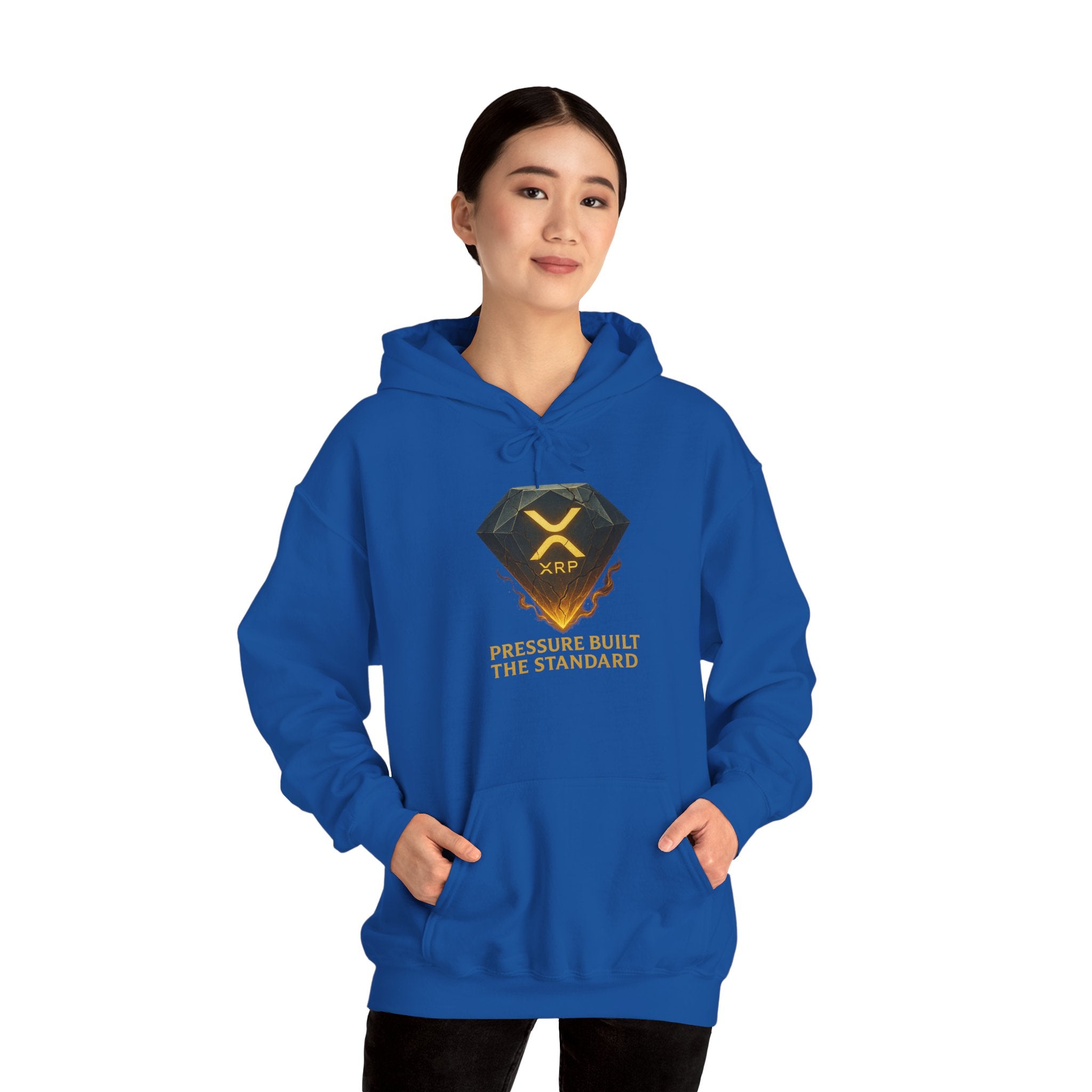 XRP Crypto Hoodie — "Pressure Built The Standard" Logo Pullover