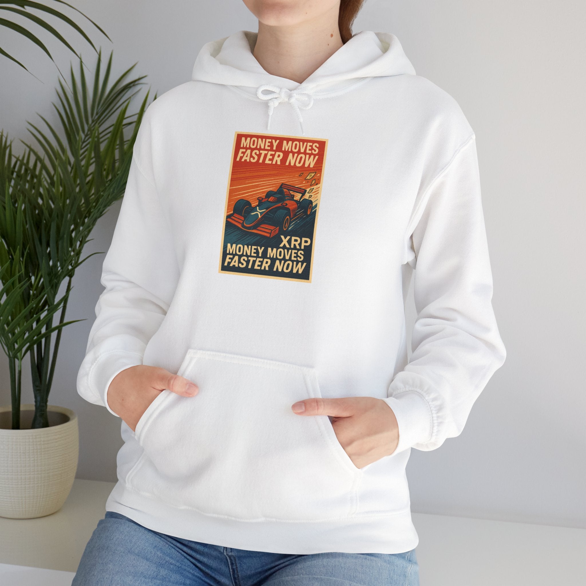 XRP 'Money Moves Faster Now' Hoodie – Crypto Retro Graphic Pullover