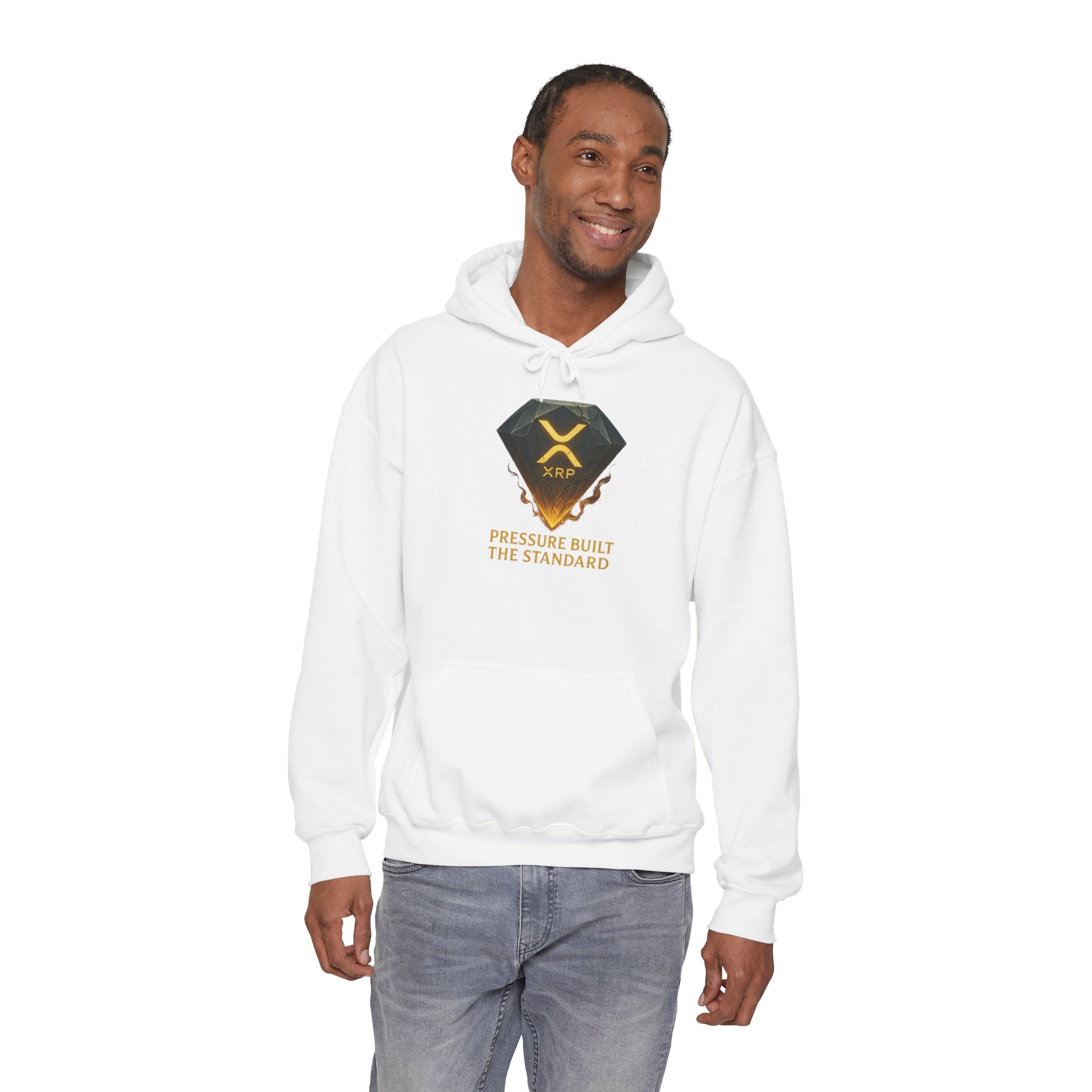 XRP Crypto Hoodie — "Pressure Built The Standard" Logo Pullover