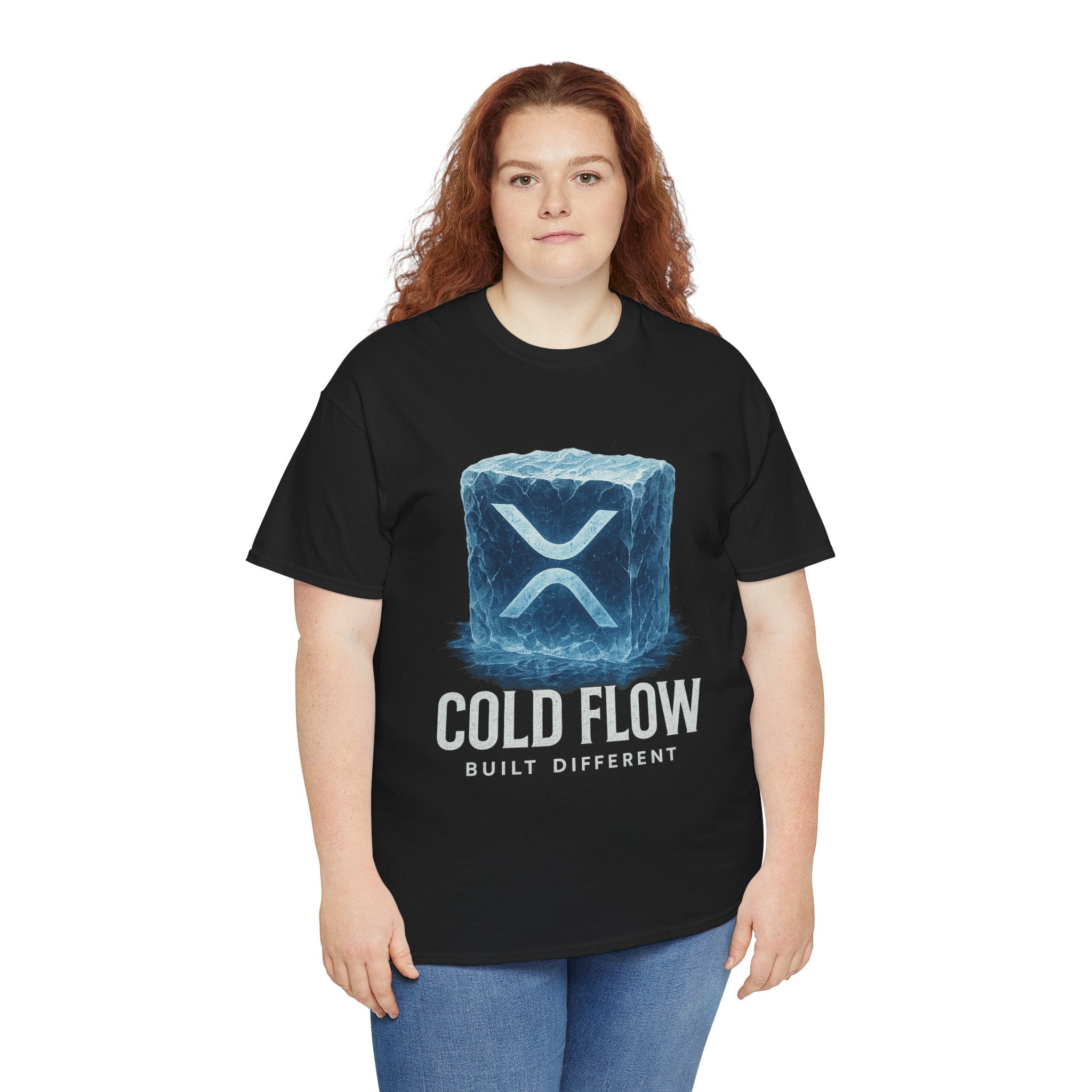 Cold Flow Ripple Logo T‑Shirt — 'Cold Flow: Built Different' Ice Cube Design