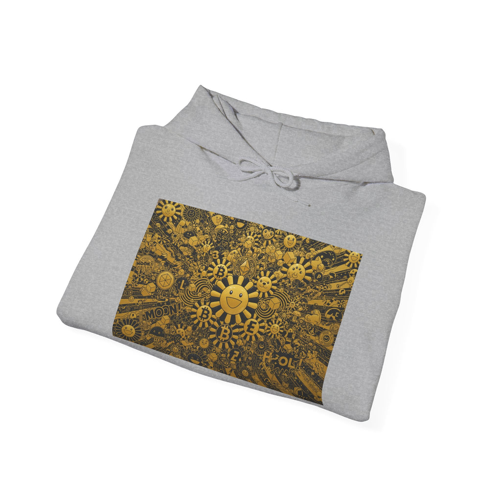 Solar Mandala Hoodie — Golden Sunburst Graphic Pullover