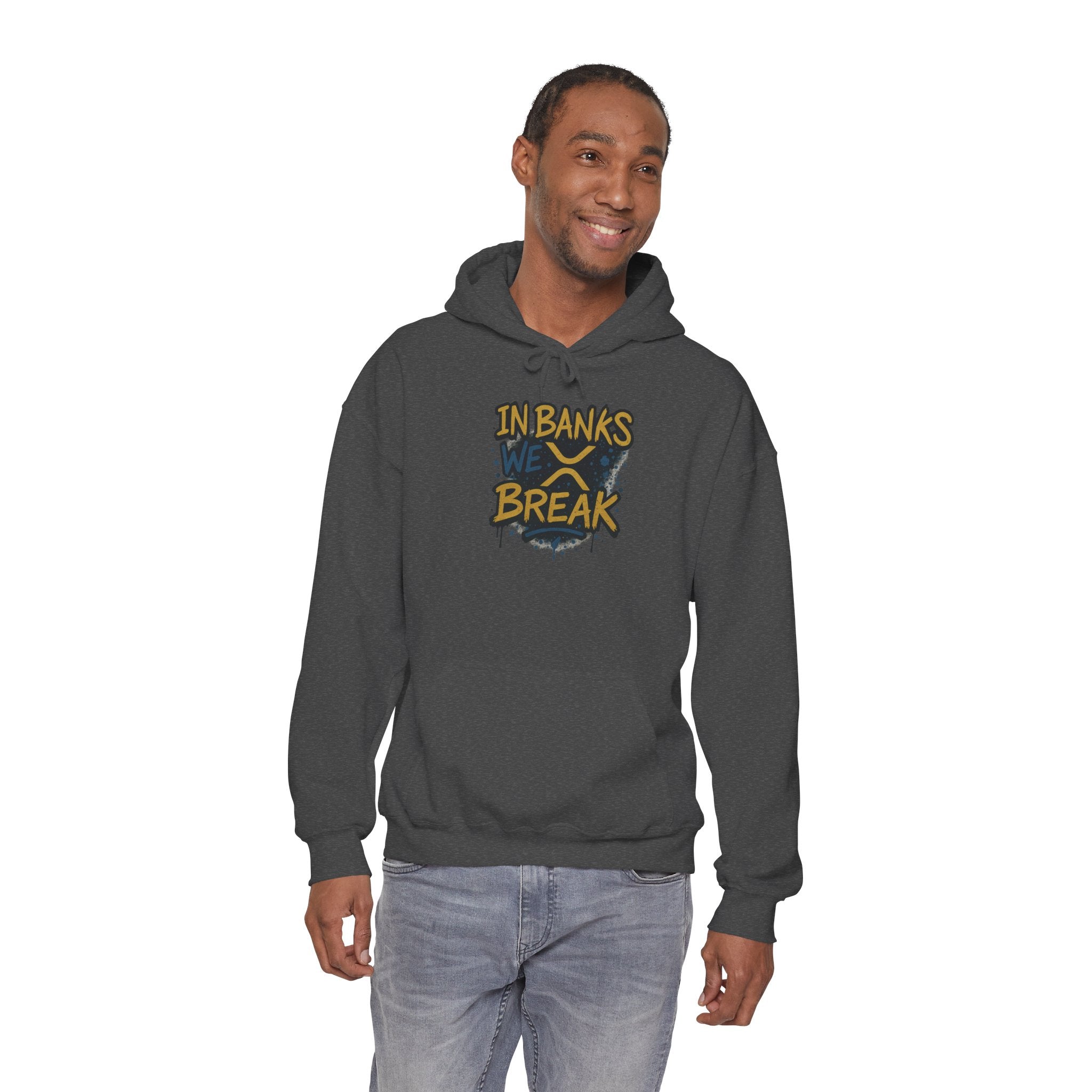 In Banks We Break Hoodie — Streetwear Graffiti Hoodie for Urban Style