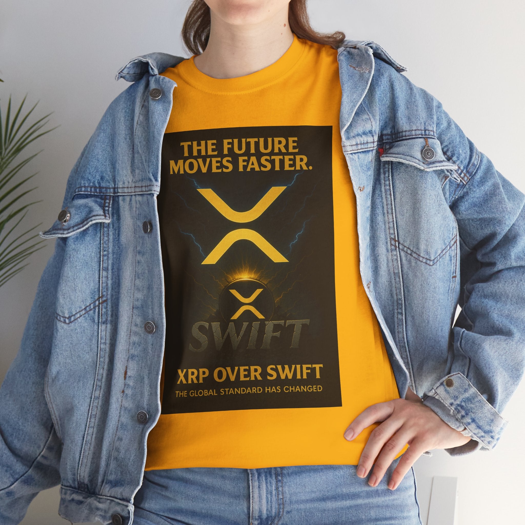 XRP Swift Crypto T-Shirt — “The Future Moves Faster” XRP Over Swift Tee