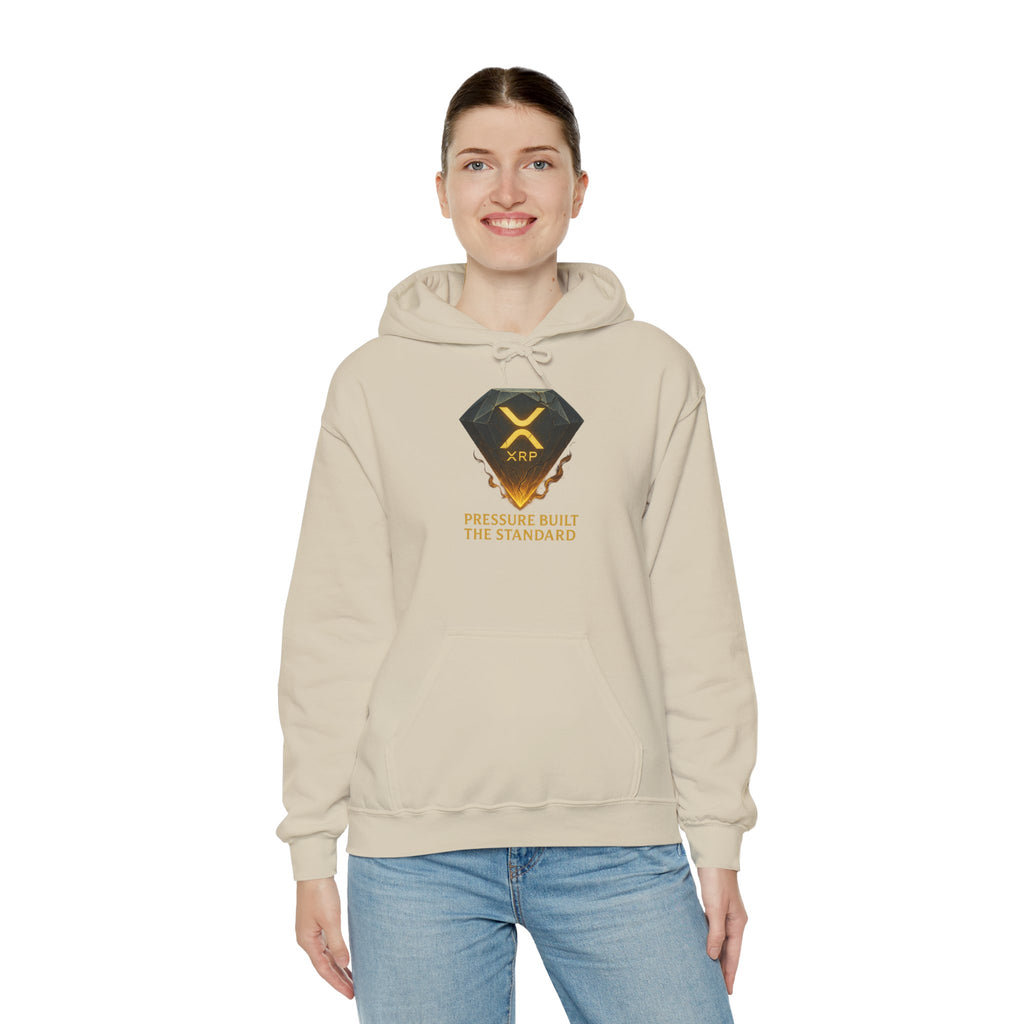 XRP Crypto Hoodie — "Pressure Built The Standard" Logo Pullover