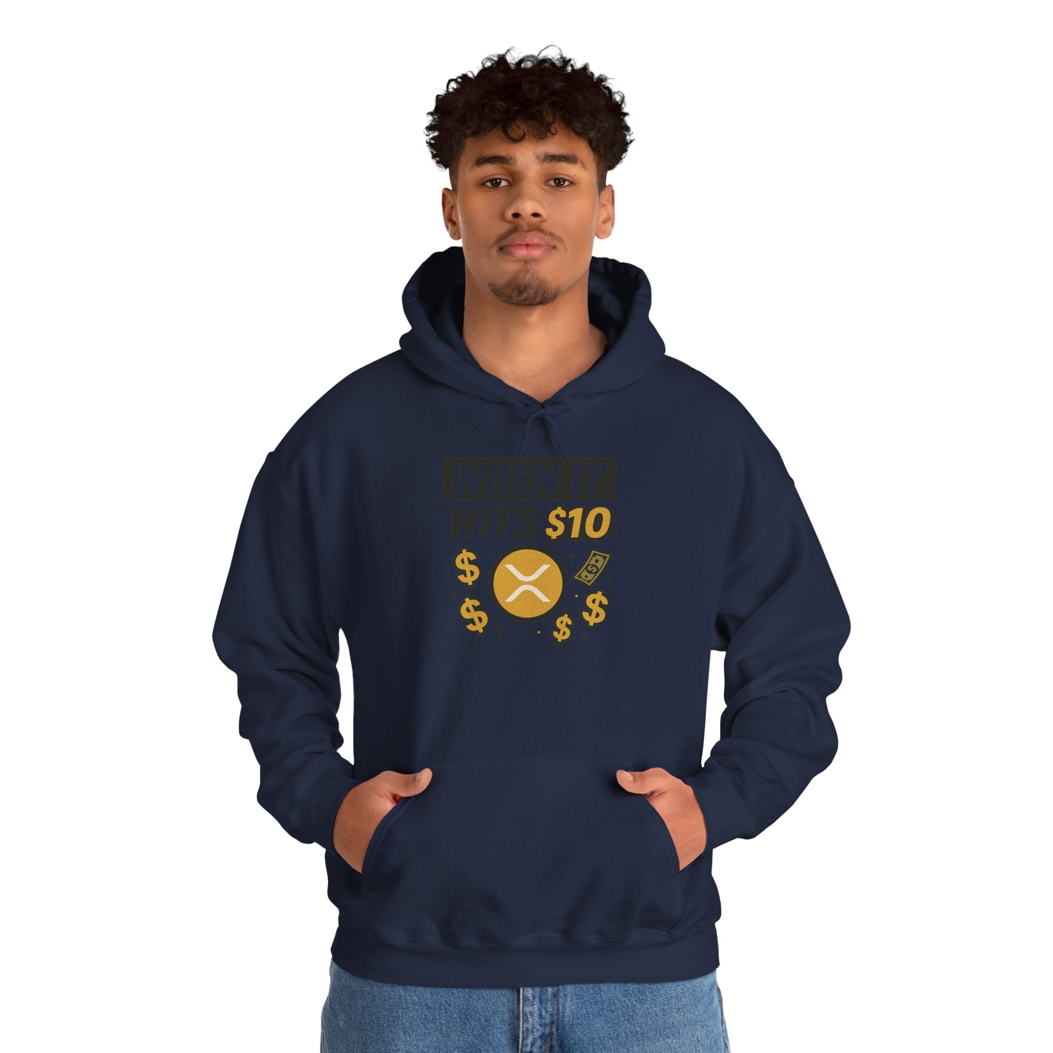 Crypto HODL Hoodie – "When It Hits 10" Funny XRP Coin Sweatshirt