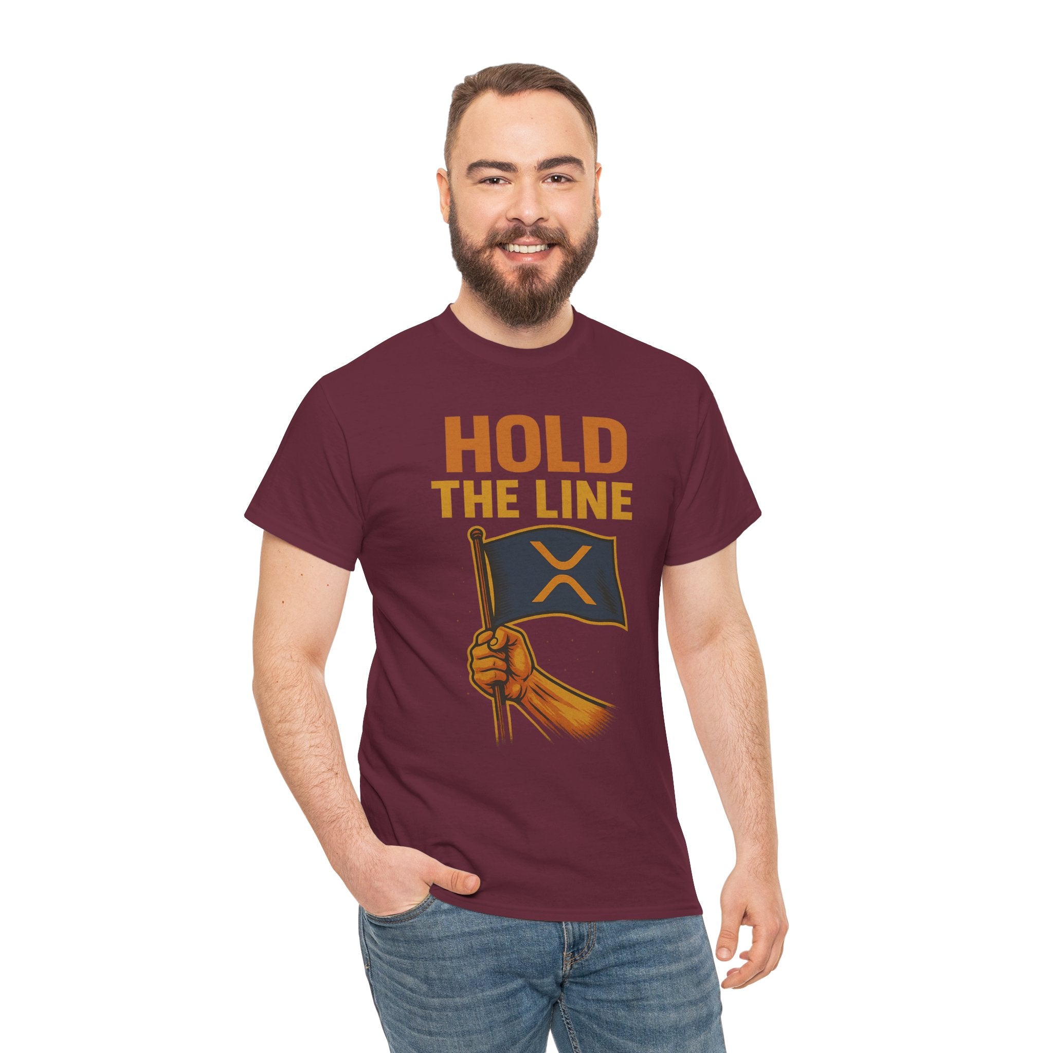 Hold The Line Tee — Bold Flag Graphic Cryptocurrency XRP Shirt