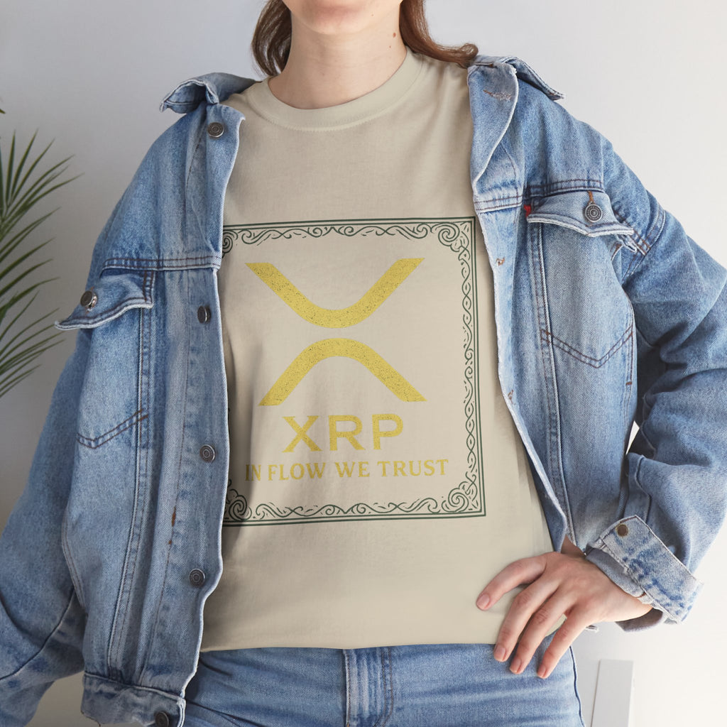 XRP Logo T-Shirt — "In Flow We Trust" Crypto Tee for Ripple Fans