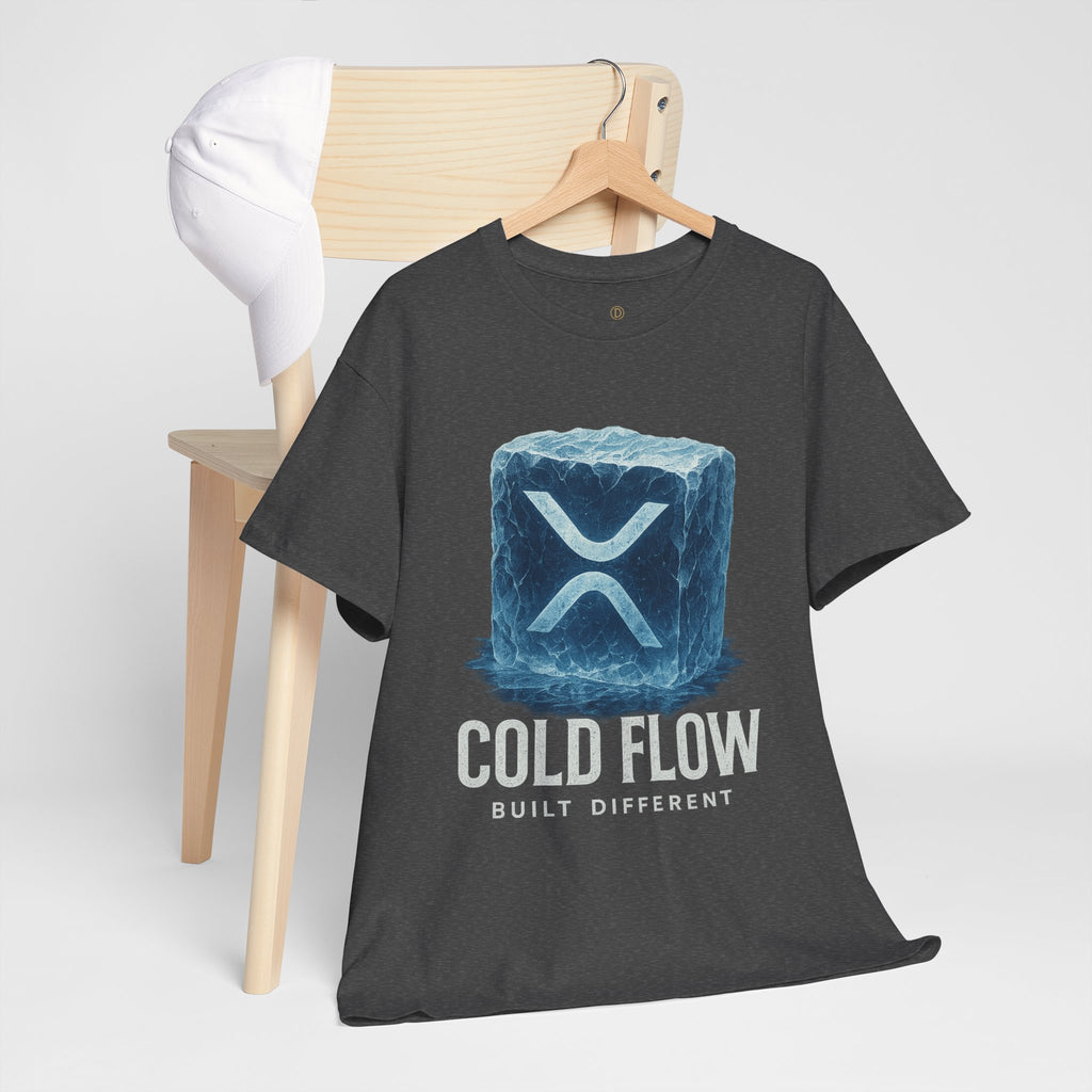 Cold Flow Ripple Logo T‑Shirt — 'Cold Flow: Built Different' Ice Cube Design