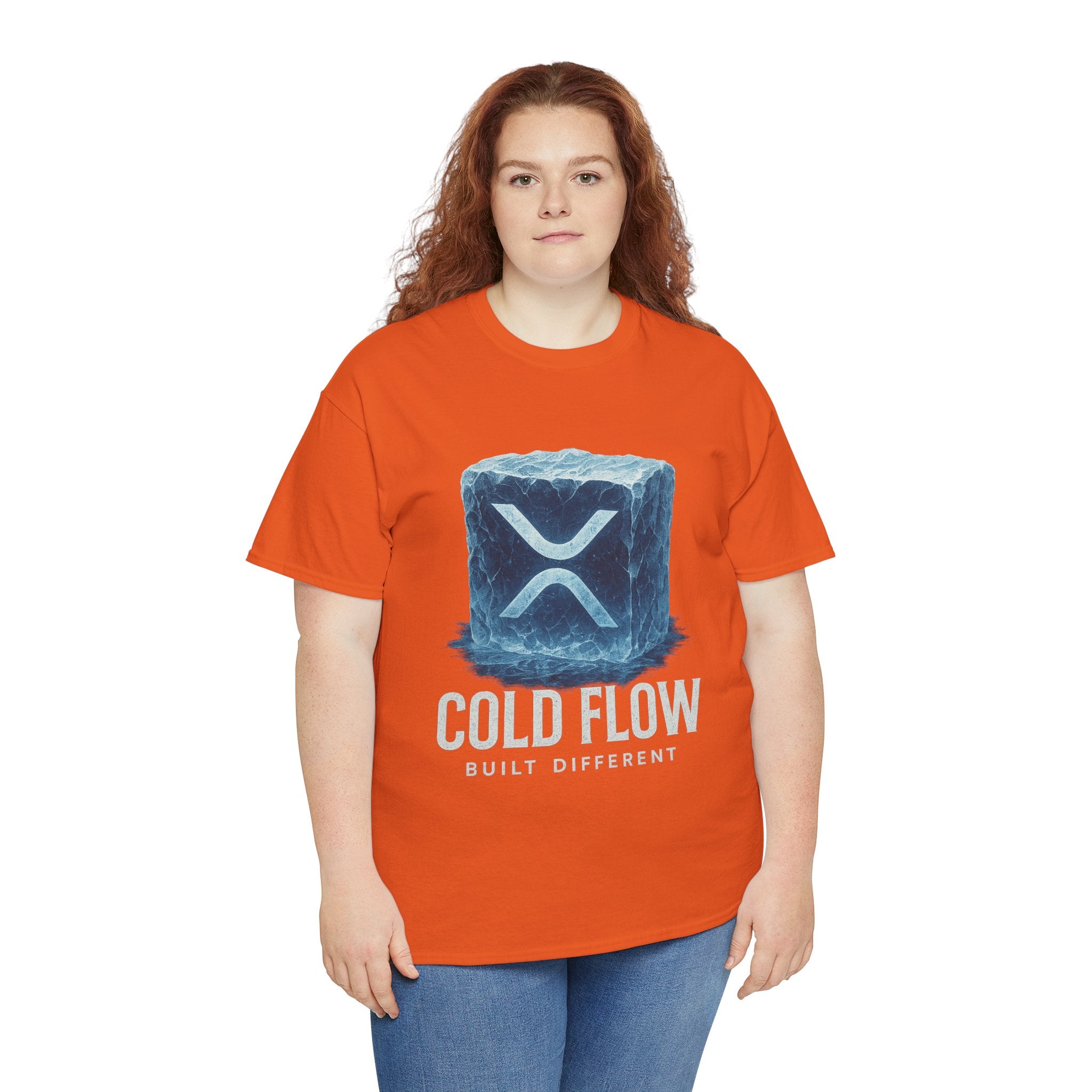 Cold Flow Ripple Logo T‑Shirt — 'Cold Flow: Built Different' Ice Cube Design