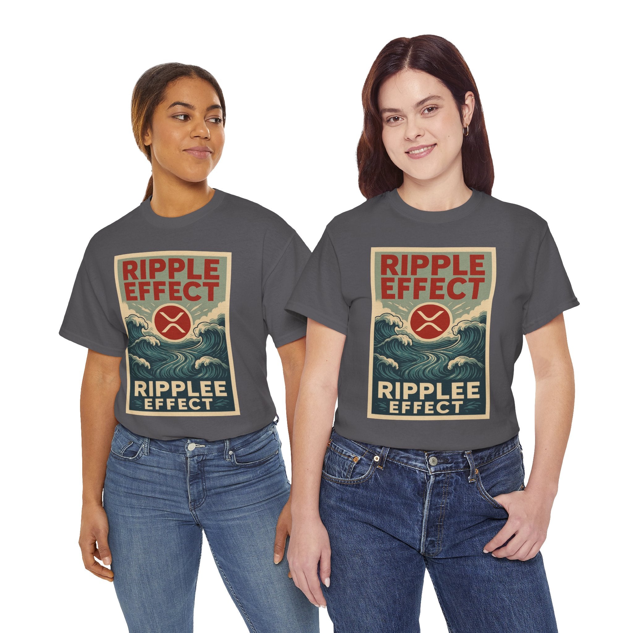 Ripple Effect Tee — Vintage Wave XRP Crypto Graphic T-Shirt