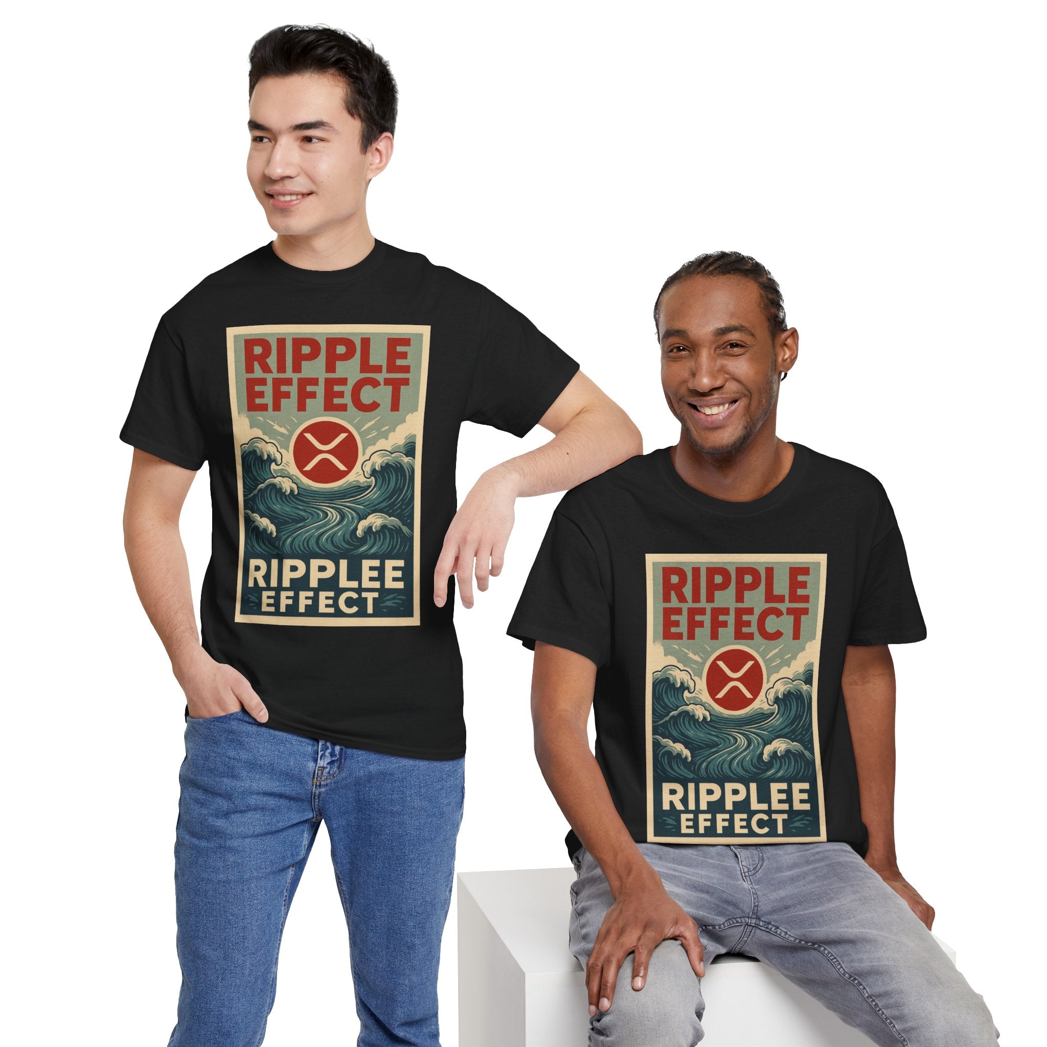 Ripple Effect Tee — Vintage Wave XRP Crypto Graphic T-Shirt