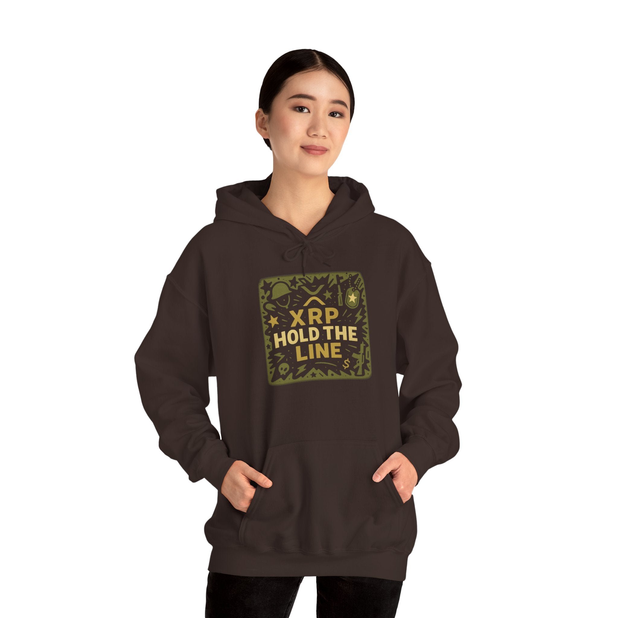 XRP Hold The Line Hoodie — Crypto Supporter Graphic Hooded Sweatshirt