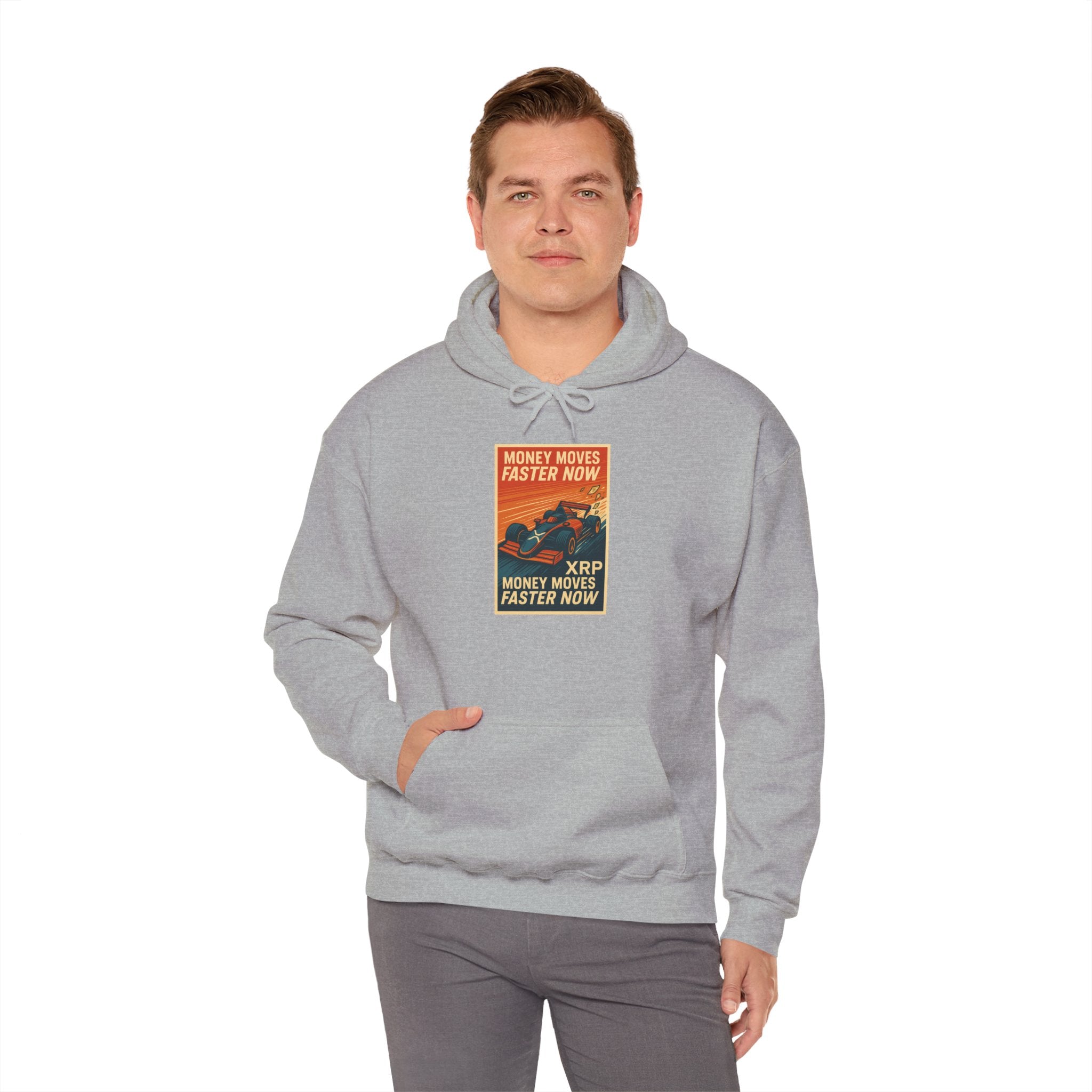 XRP 'Money Moves Faster Now' Hoodie – Crypto Retro Graphic Pullover