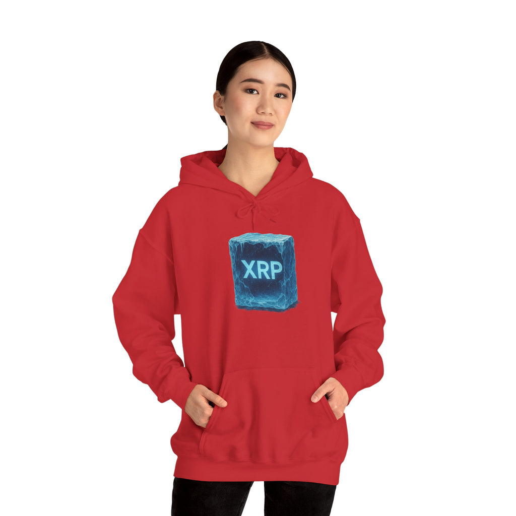 XRP Frozen Cube Hoodie — Crypto Ice Block Sweater for XRP Fans
