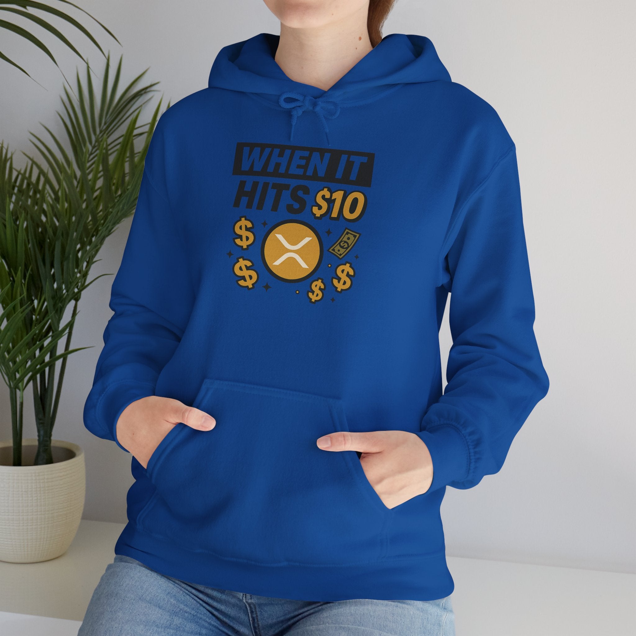 Crypto HODL Hoodie – "When It Hits 10" Funny XRP Coin Sweatshirt