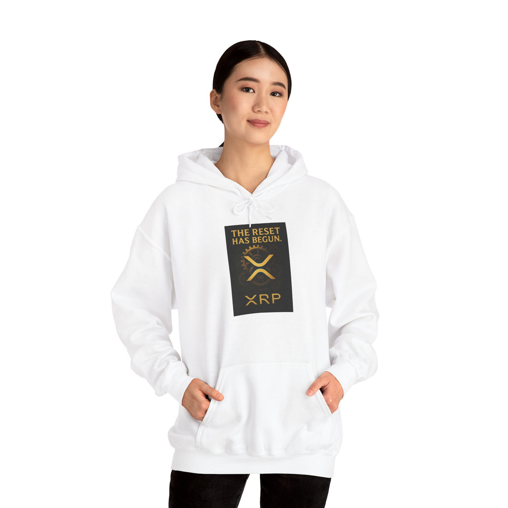 XRP Hoodie — "The Reset Has Begun" Crypto Logo Pullover