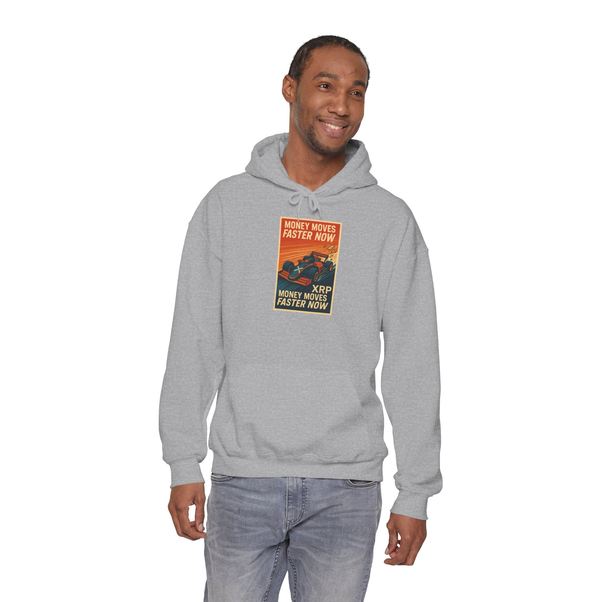XRP 'Money Moves Faster Now' Hoodie – Crypto Retro Graphic Pullover