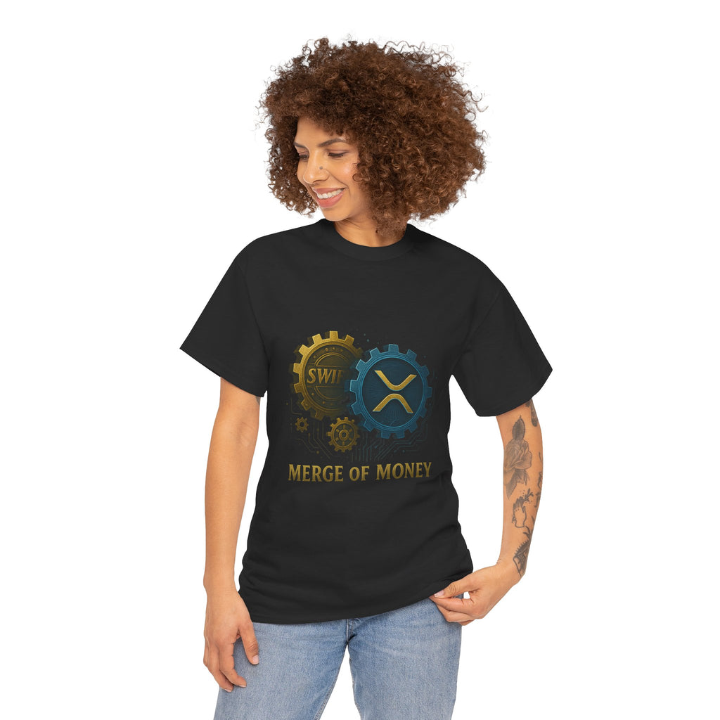 Merge of Money Tee - Cryptocurrency Gears XRP & SWI Crypto T-Shirt