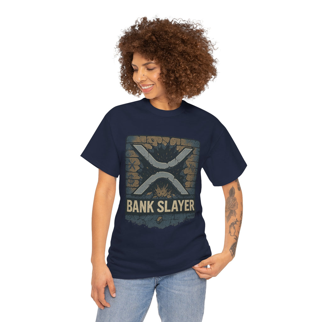 Bank Slayer T‑Shirt — Retro Grunge Crypto XRP Design
