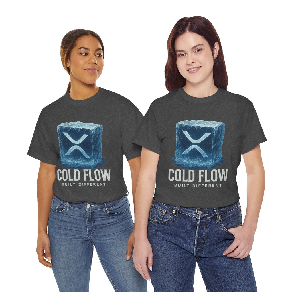 Cold Flow Ripple Logo T‑Shirt — 'Cold Flow: Built Different' Ice Cube Design