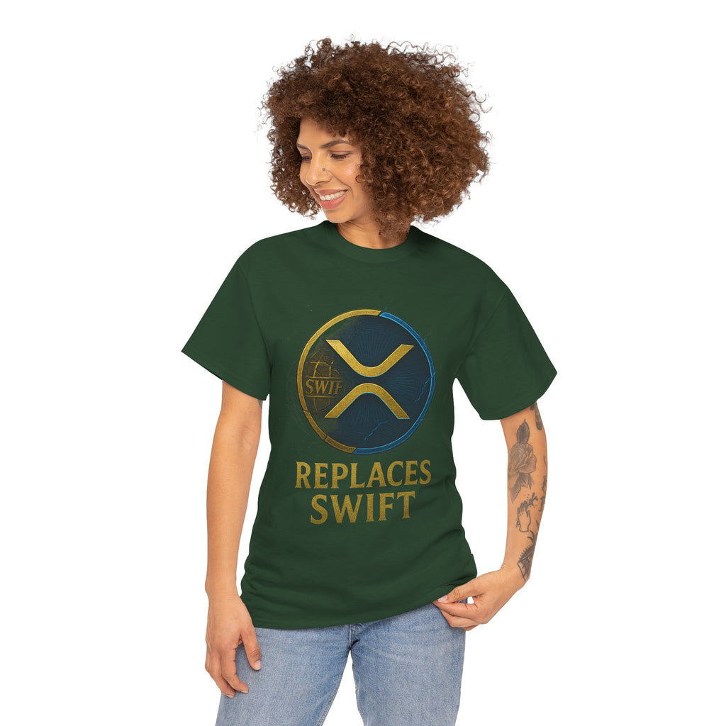 XRP 'Replaces Swift' Cotton Tee — Crypto Ripple Logo T-Shirt