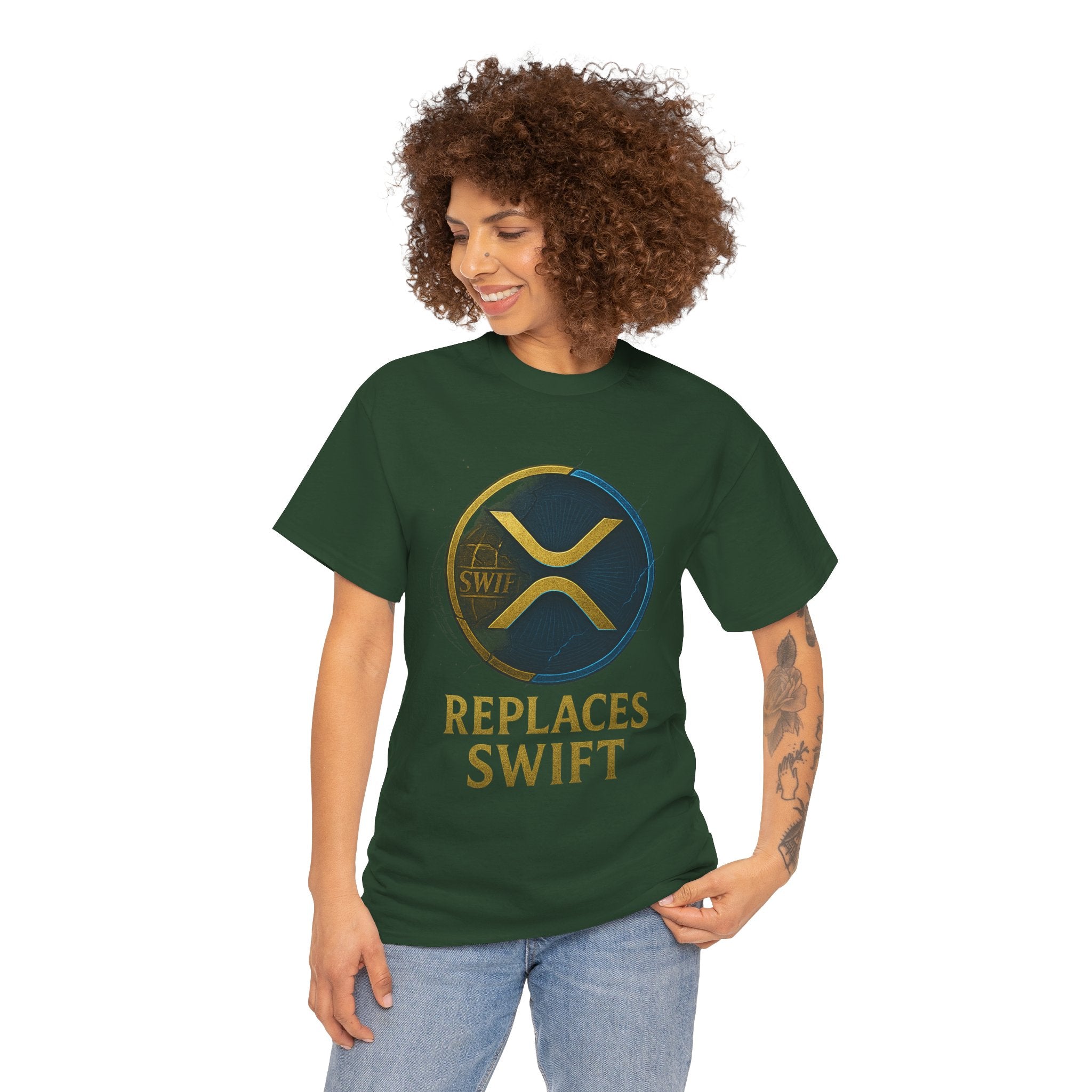 XRP 'Replaces Swift' Cotton Tee — Crypto Ripple Logo T-Shirt