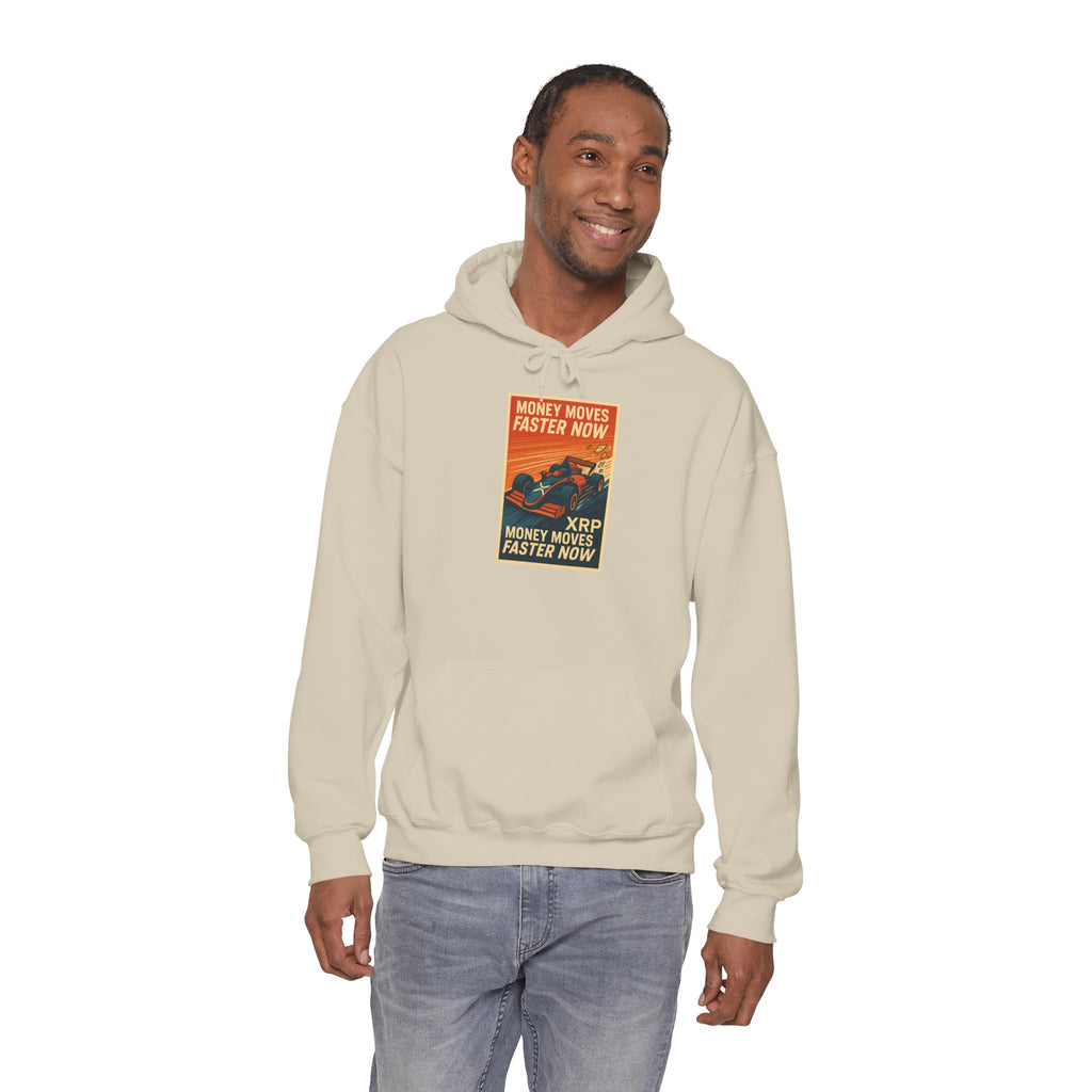 XRP 'Money Moves Faster Now' Hoodie – Crypto Retro Graphic Pullover