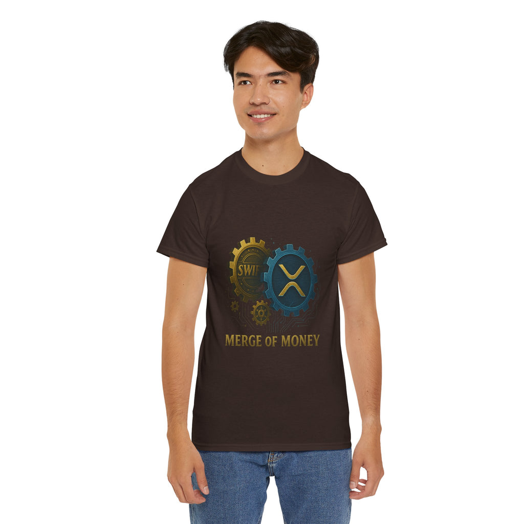 Merge of Money Tee - Cryptocurrency Gears XRP & SWI Crypto T-Shirt