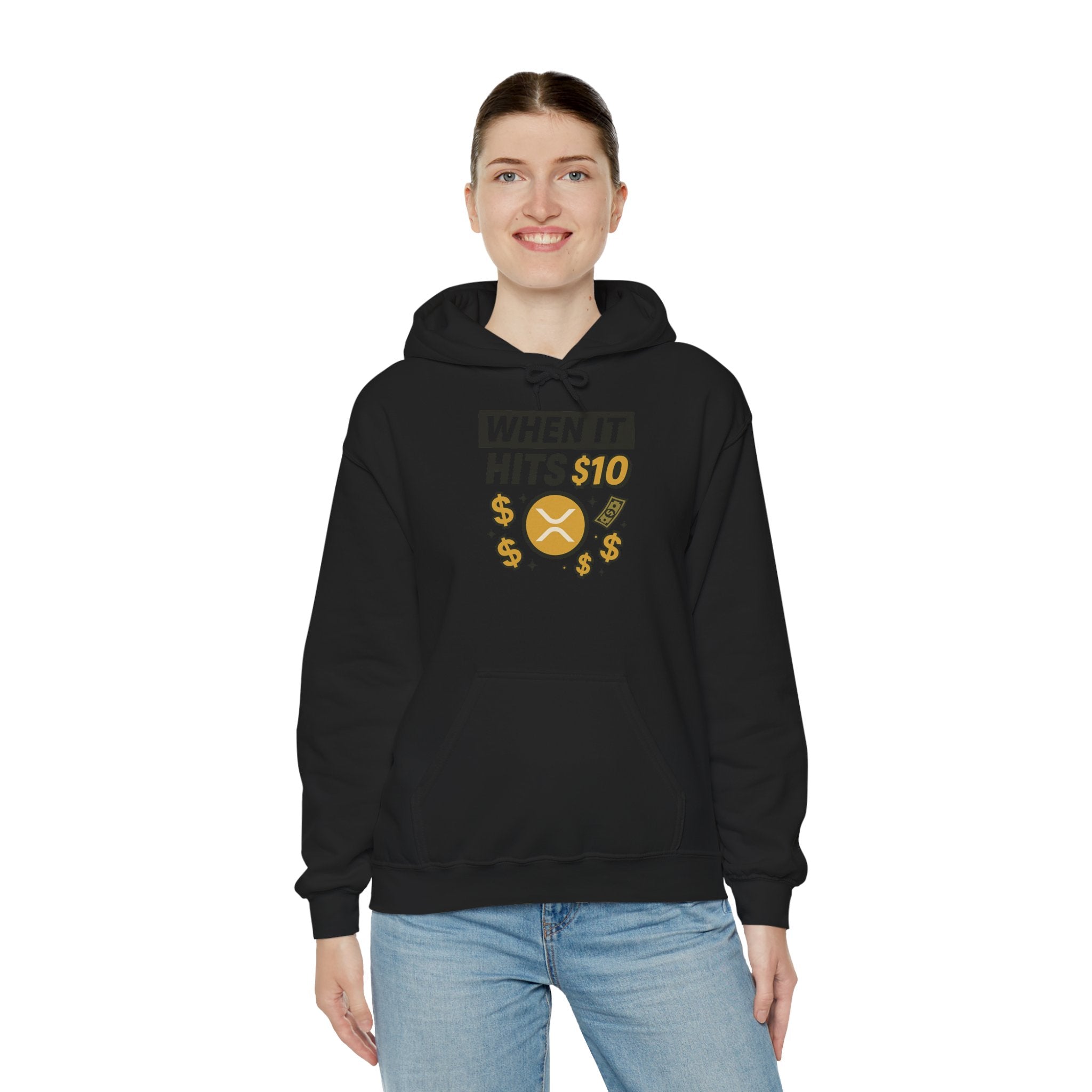 Crypto HODL Hoodie – "When It Hits 10" Funny XRP Coin Sweatshirt