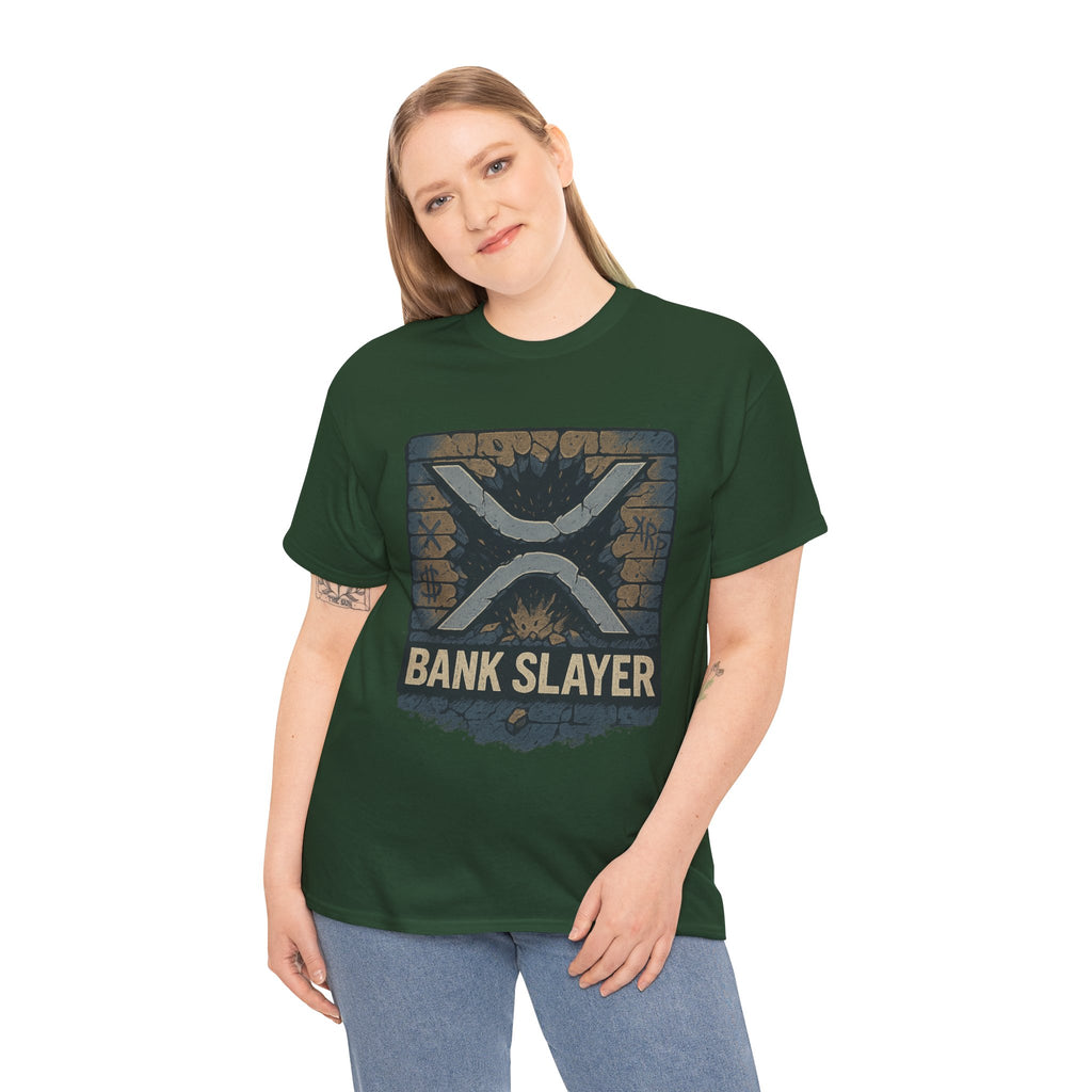 Bank Slayer T‑Shirt — Retro Grunge Crypto XRP Design