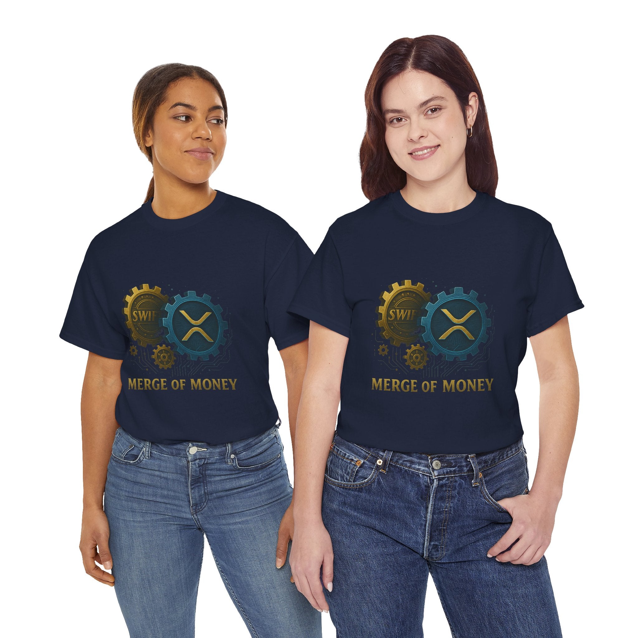Merge of Money Tee - Cryptocurrency Gears XRP & SWI Crypto T-Shirt