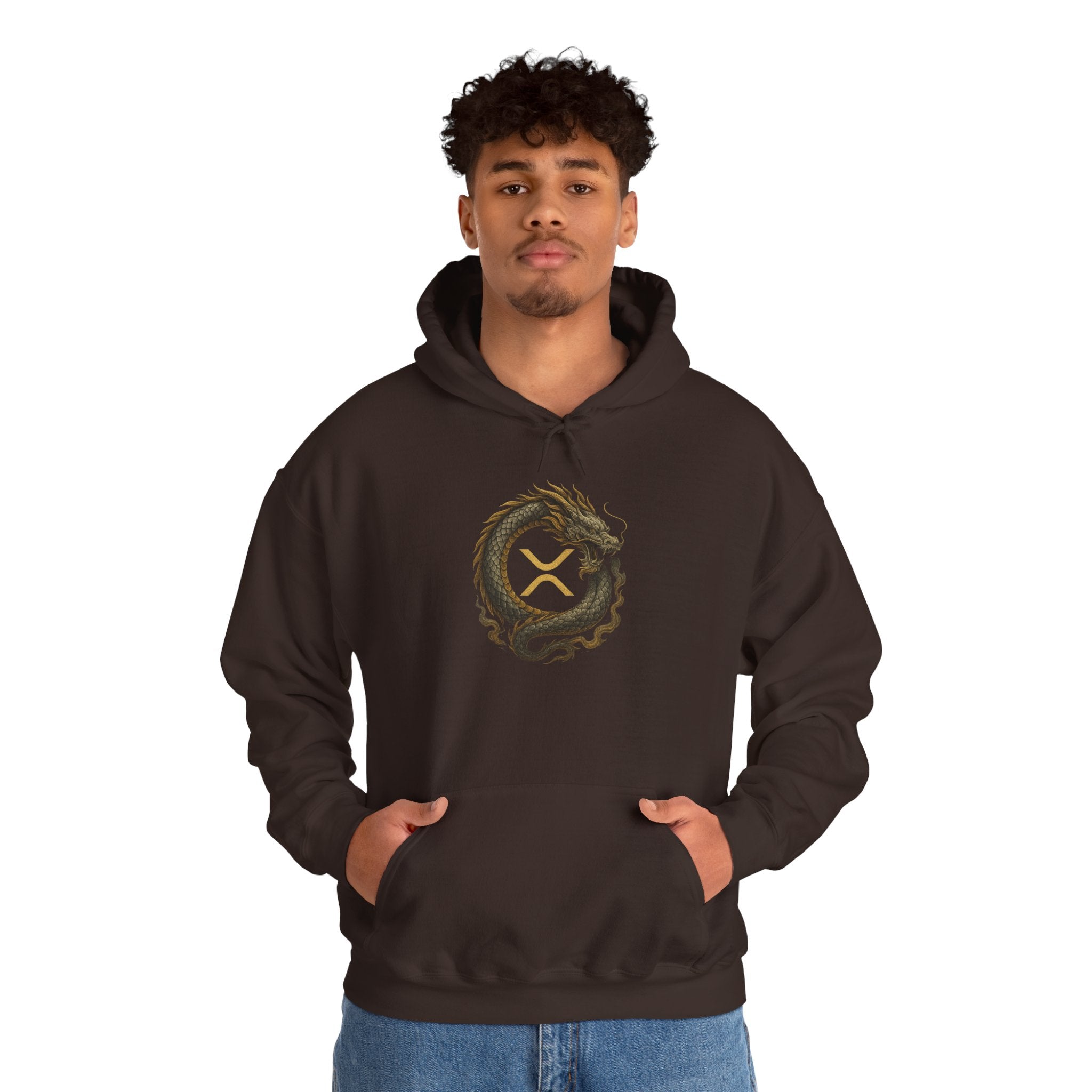 Dragon Ouroboros Hoodie with Ripple Rune — Mythic Symbol Pullover